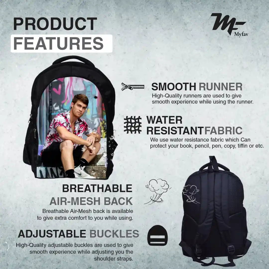 Red Black Personalized/ Customized Print Laptop Backpack for Office / School / Travel