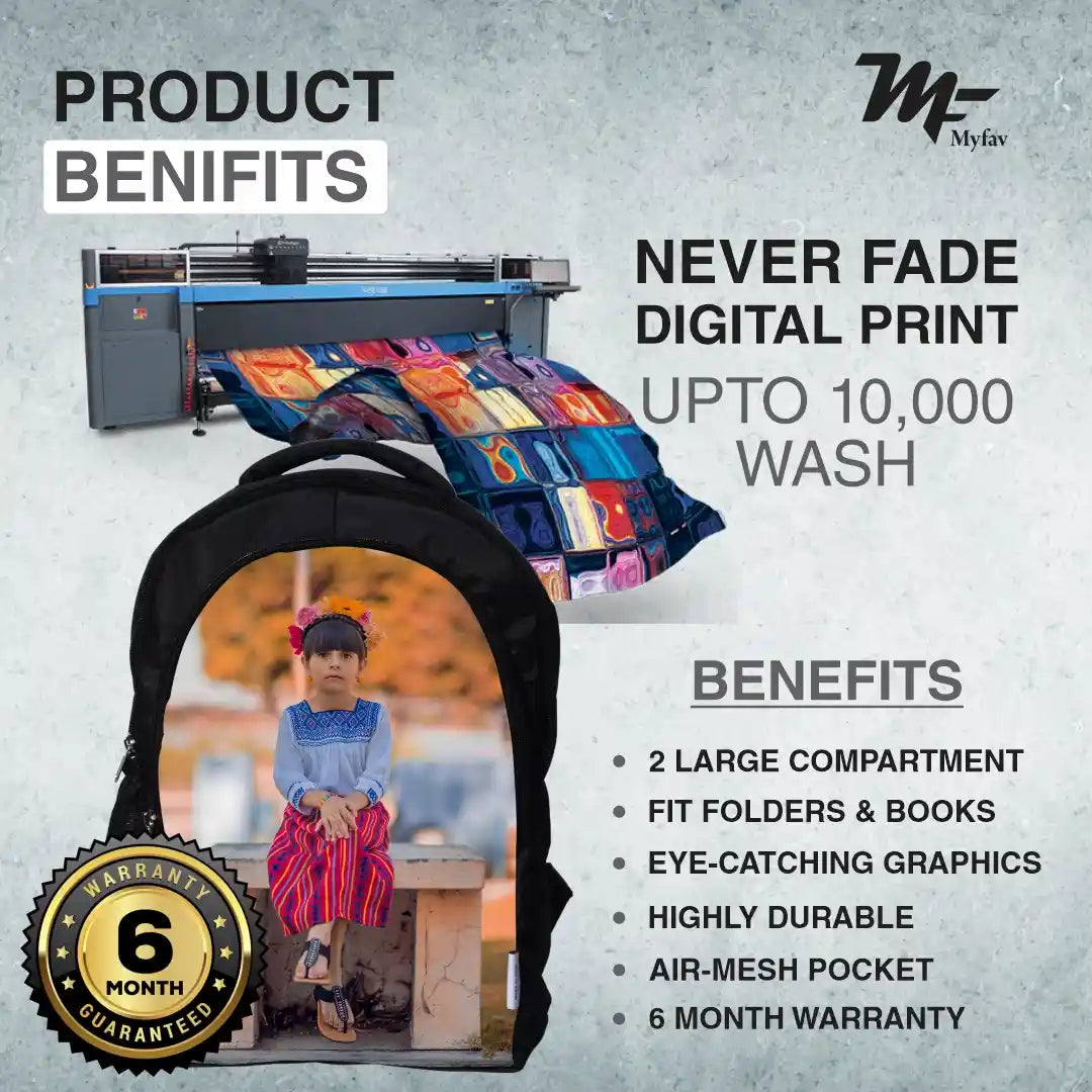 Red Black Personalized/ Customized Print Laptop Backpack for Office / School / Travel