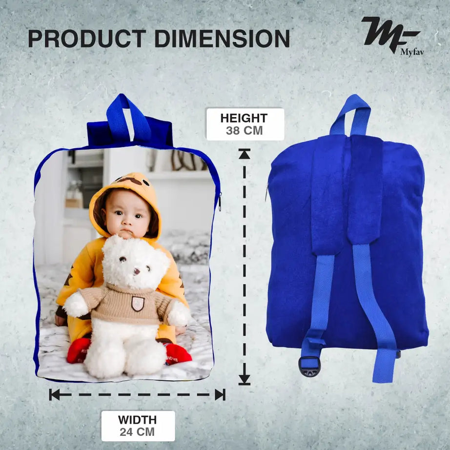 My Fav Personalized/ Customized Print Play School Bag Picknick & Kids Bag Blue Colour