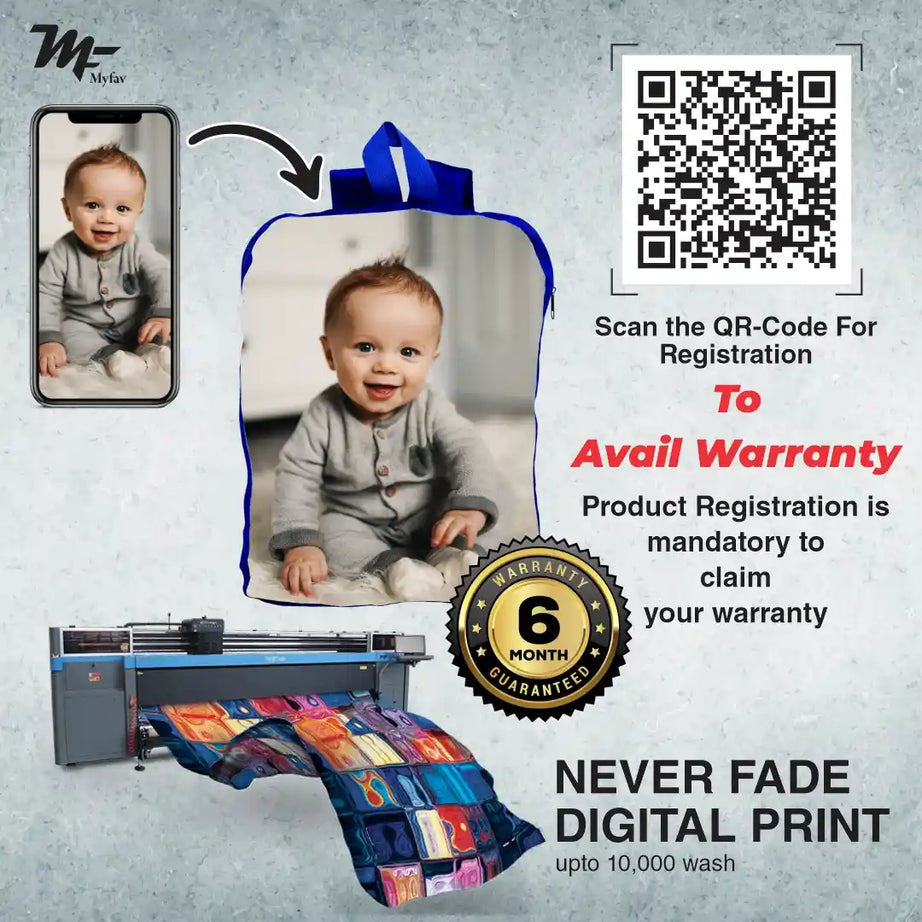 My Fav Personalized/ Customized Print Play School Bag Picknick & Kids Bag Blue Colour