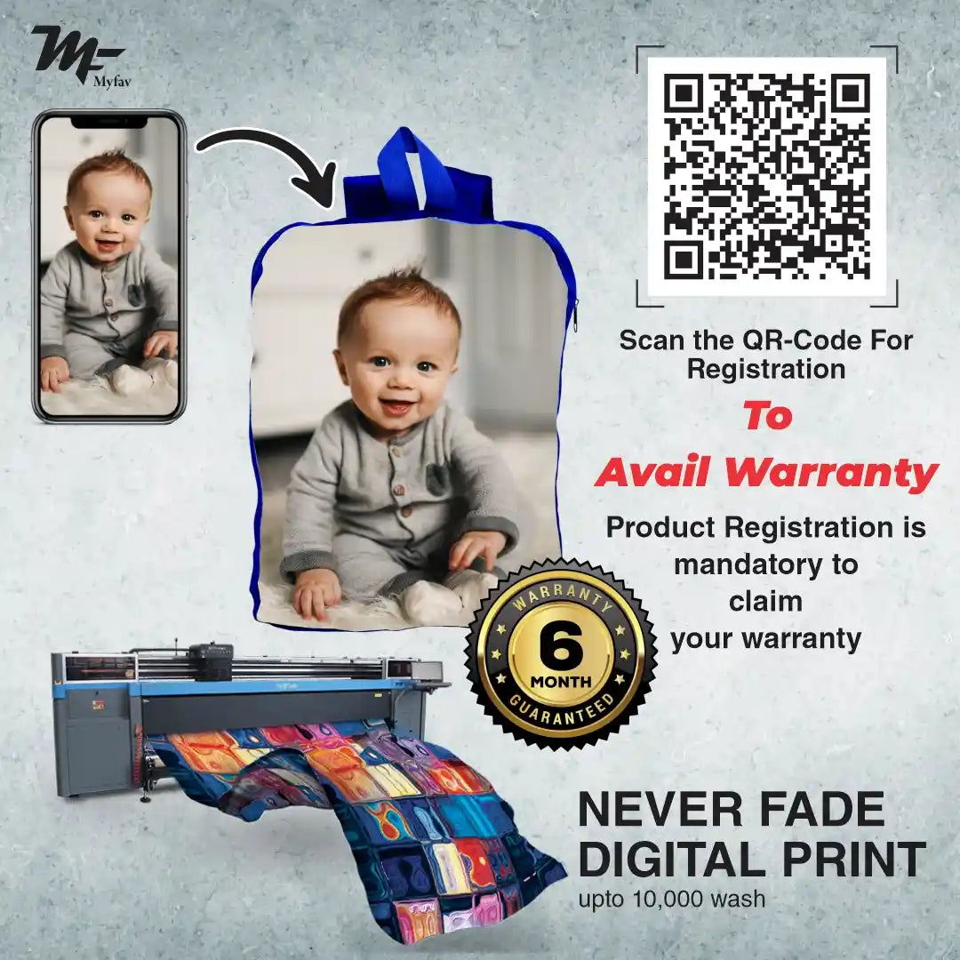 My Fav Personalized/ Customized Print Play School Bag Picknick & Kids Bag Blue Colour