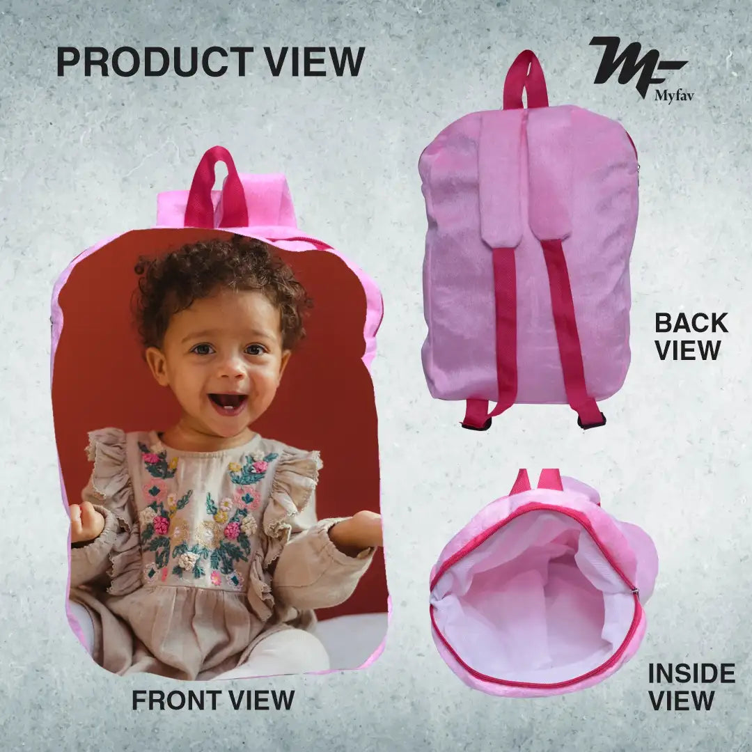 My Fav Personalized/ Customized Print Play School Bag Picknick & Kids Bag Pink Colour