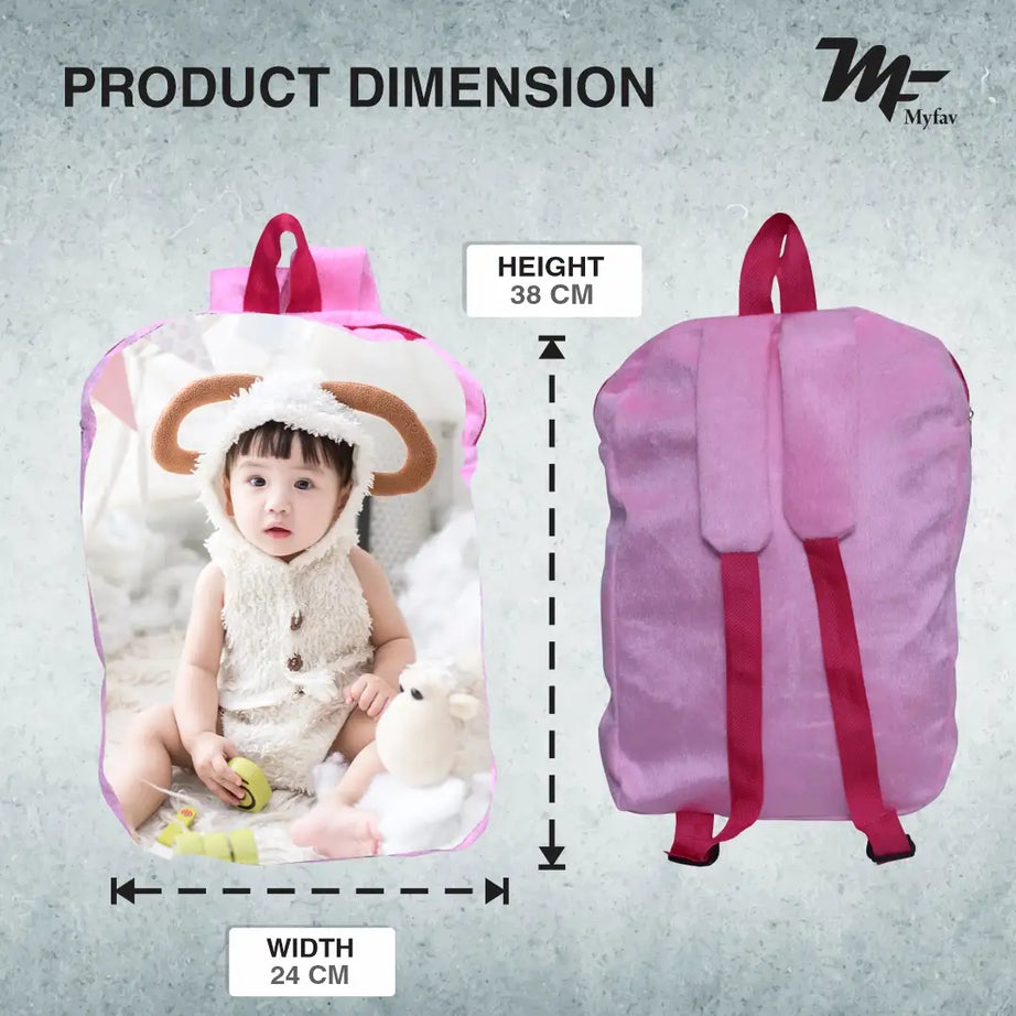 My Fav Personalized/ Customized Print Play School Bag Picknick & Kids Bag Pink Colour