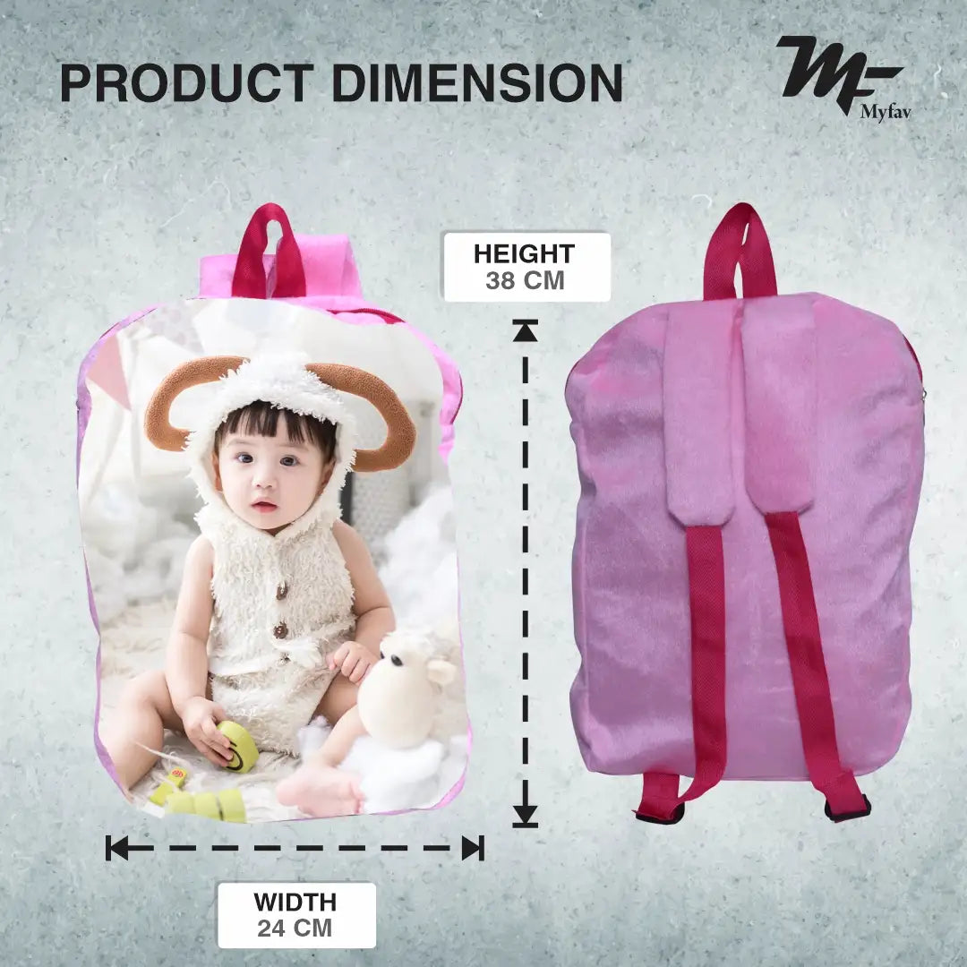 My Fav Personalized/ Customized Print Play School Bag Picknick & Kids Bag Pink Colour