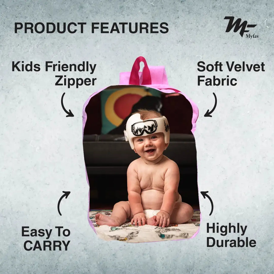 My Fav Personalized/ Customized Print Play School Bag Picknick & Kids Bag Pink Colour