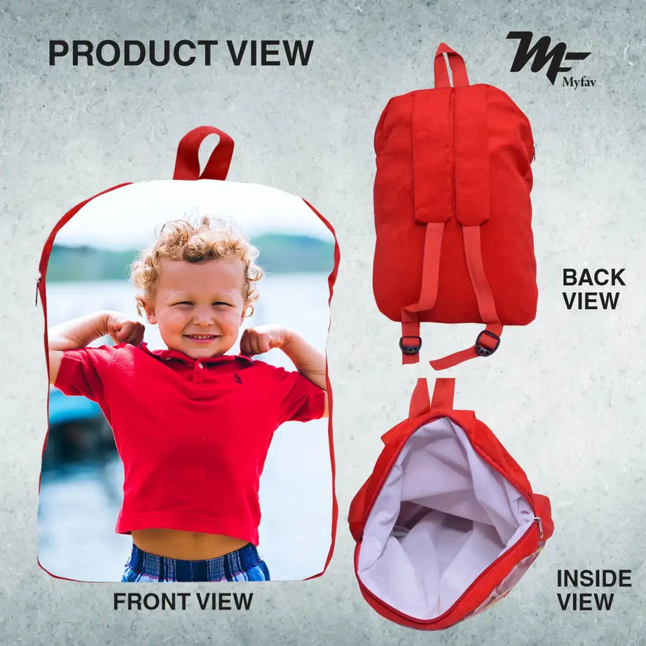 My Fav Personalized/ Customized Print Play School Bag Picknick & Kids Bag Red Colour