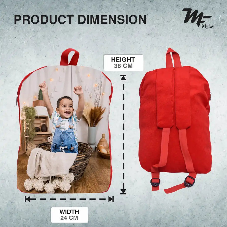 My Fav Personalized/ Customized Print Play School Bag Picknick & Kids Bag Red Colour