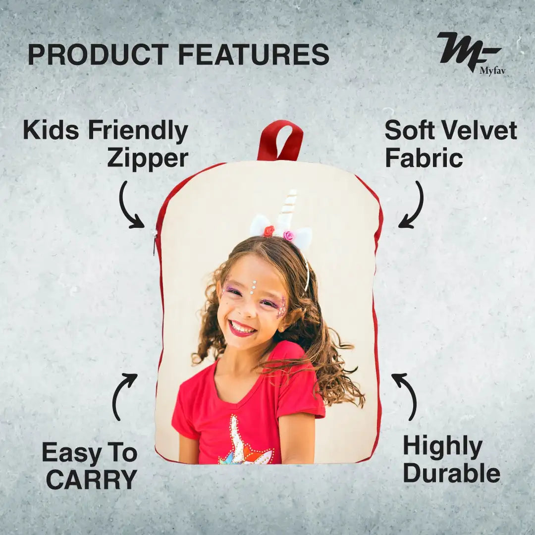 My Fav Personalized/ Customized Print Play School Bag Picknick & Kids Bag Red Colour