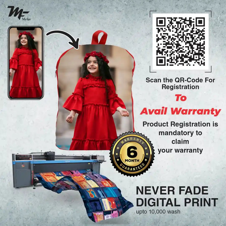 My Fav Personalized/ Customized Print Play School Bag Picknick & Kids Bag Red Colour