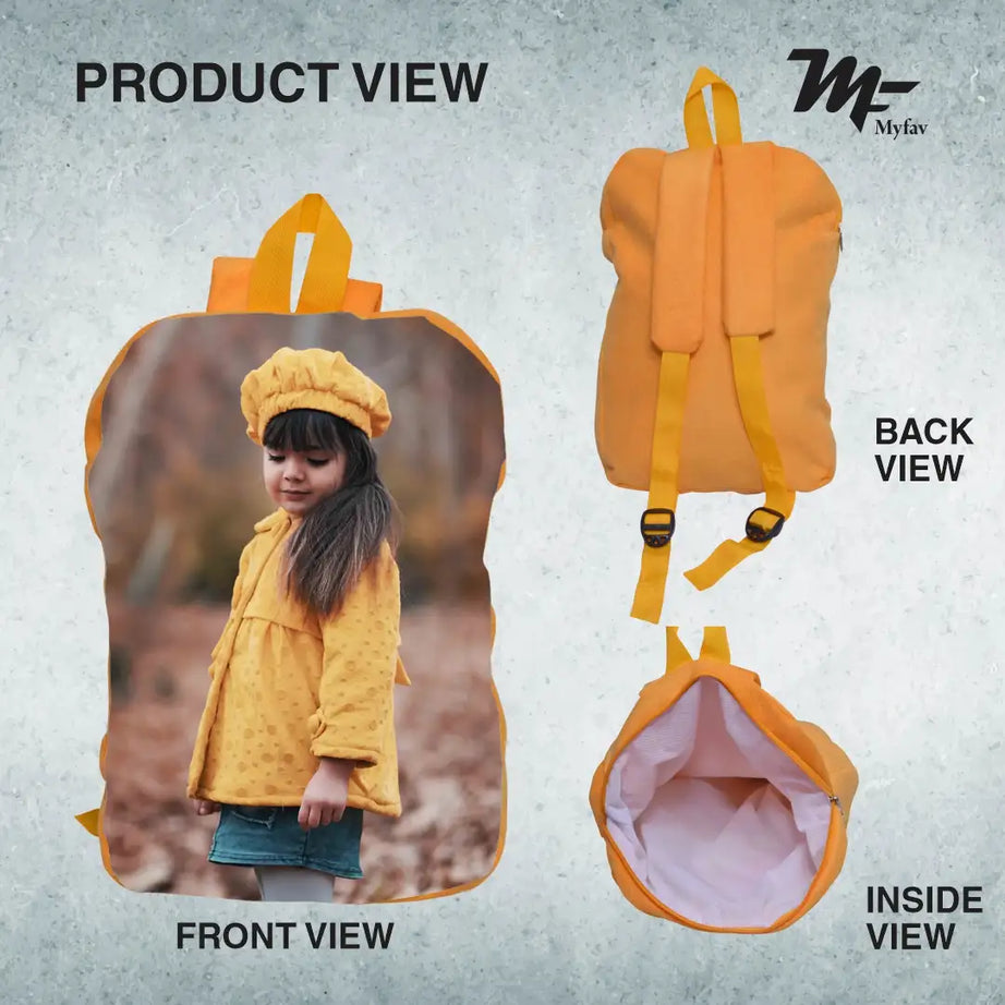 My Fav Personalized/ Customized Print Play School Bag Picknick & Kids Bag Yellow Colour