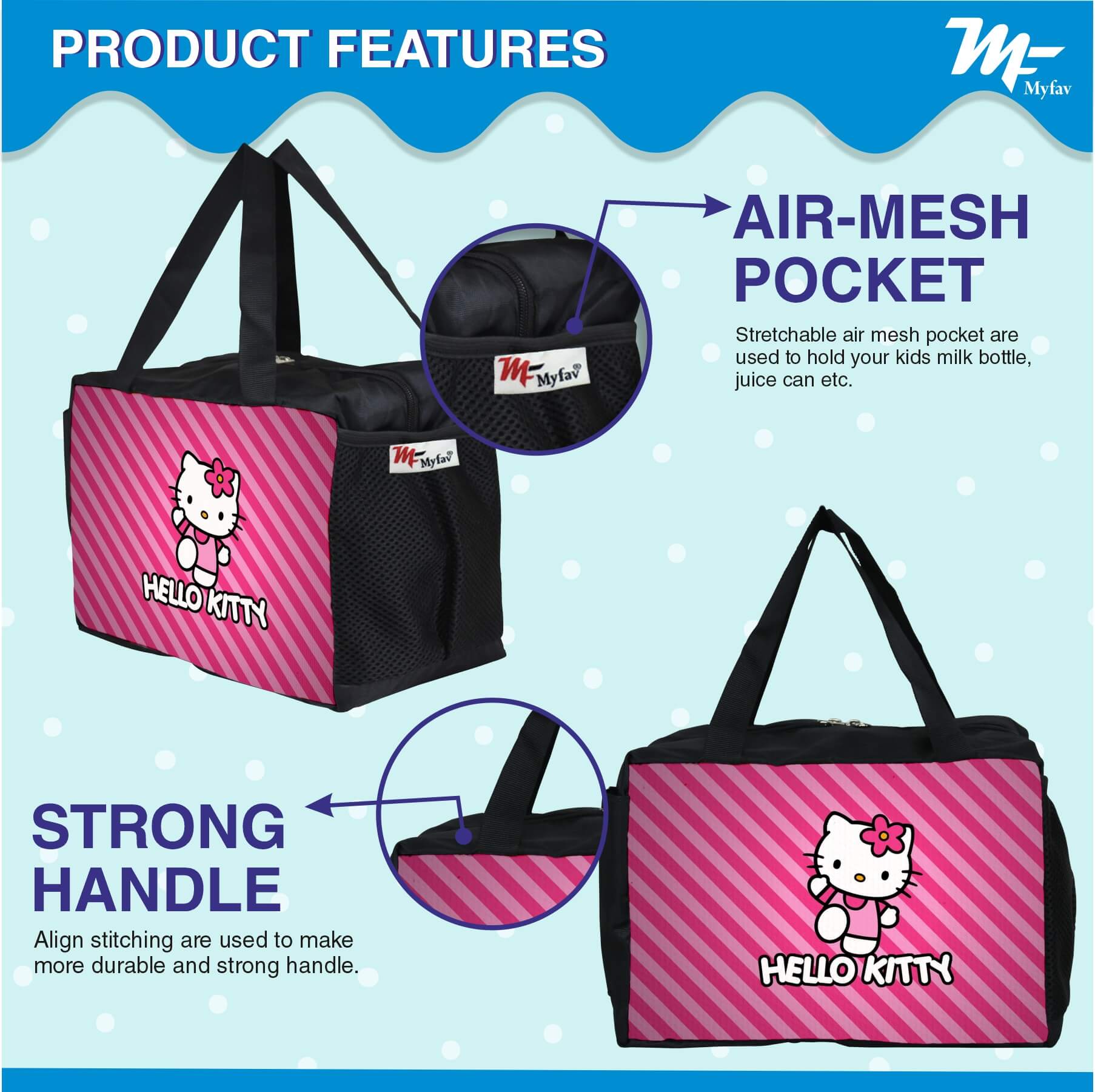 My Fav Kitty Printed Diaper Bag