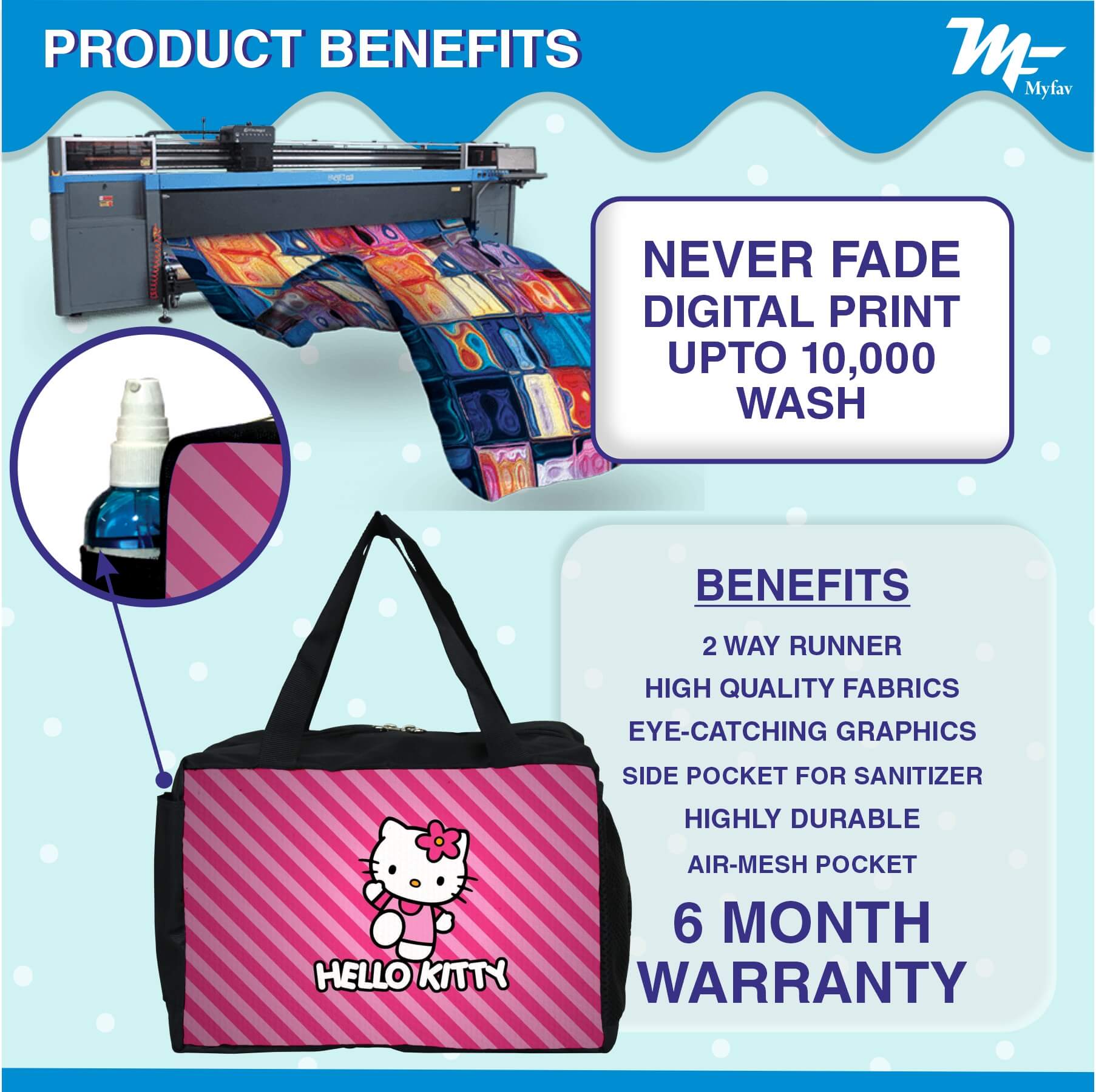 My Fav Kitty Printed Diaper Bag