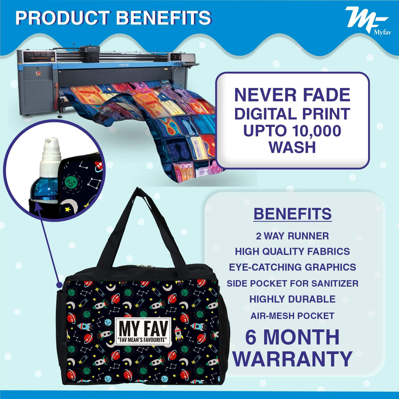 My Fav Space Printed Diaper Bag