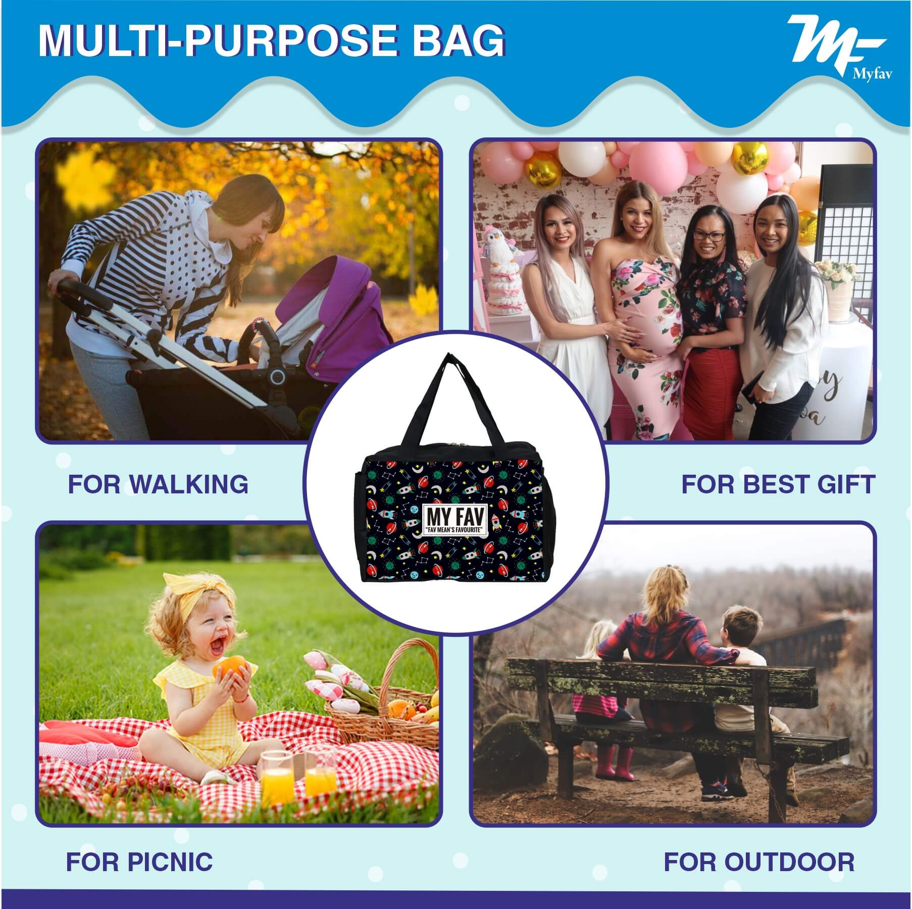 My Fav Space Printed Diaper Bag