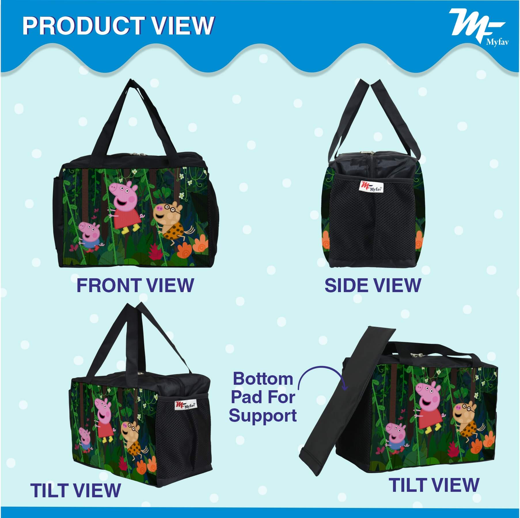 My Fav Pig Cartoon Printed Diaper Bag