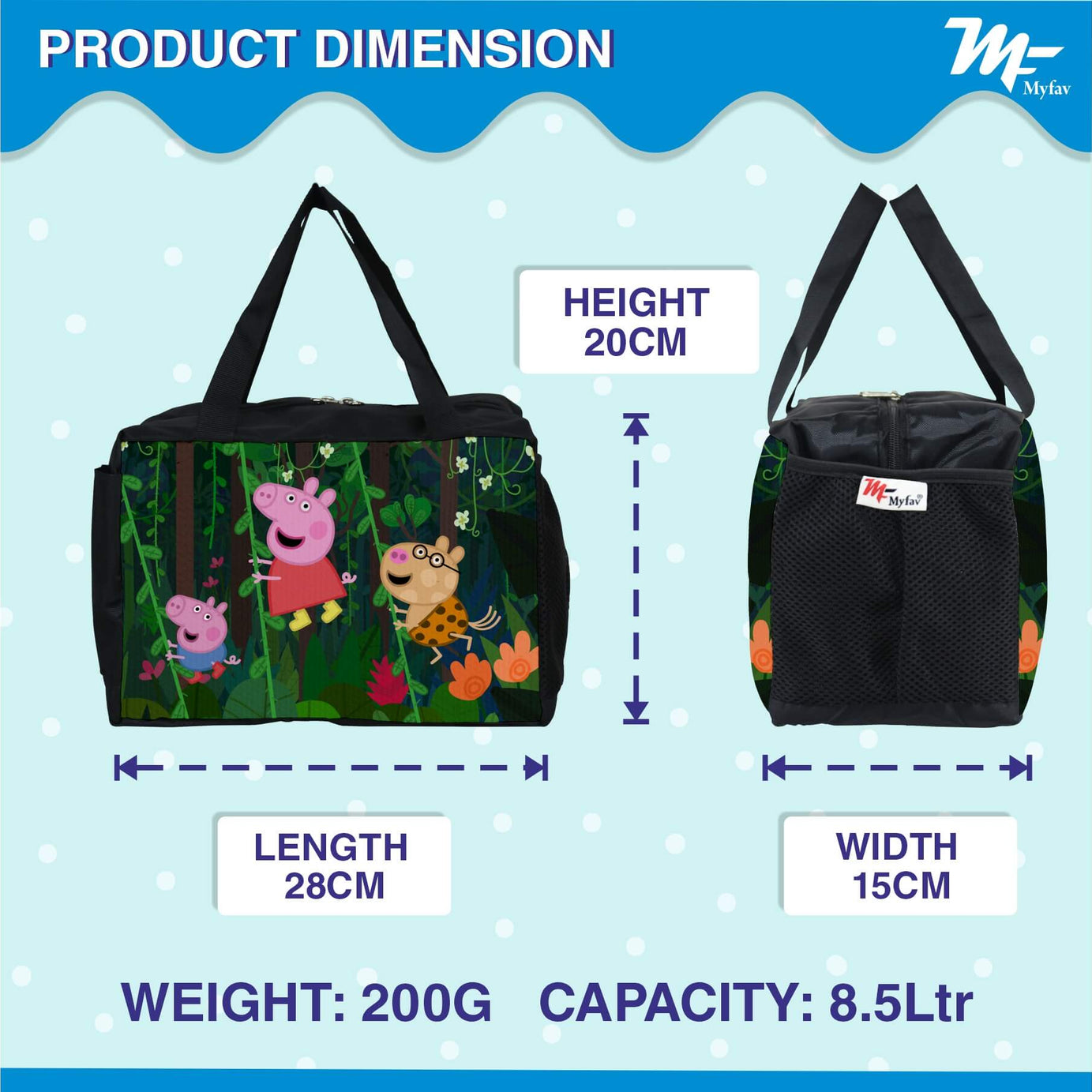 My Fav Pig Cartoon Printed Diaper Bag