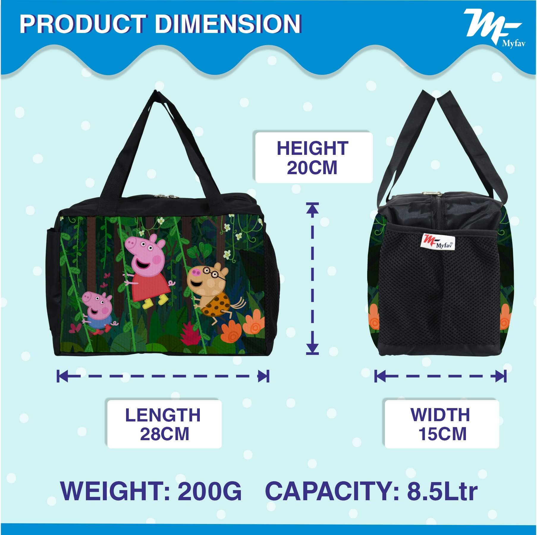 My Fav Pig Cartoon Printed Diaper Bag