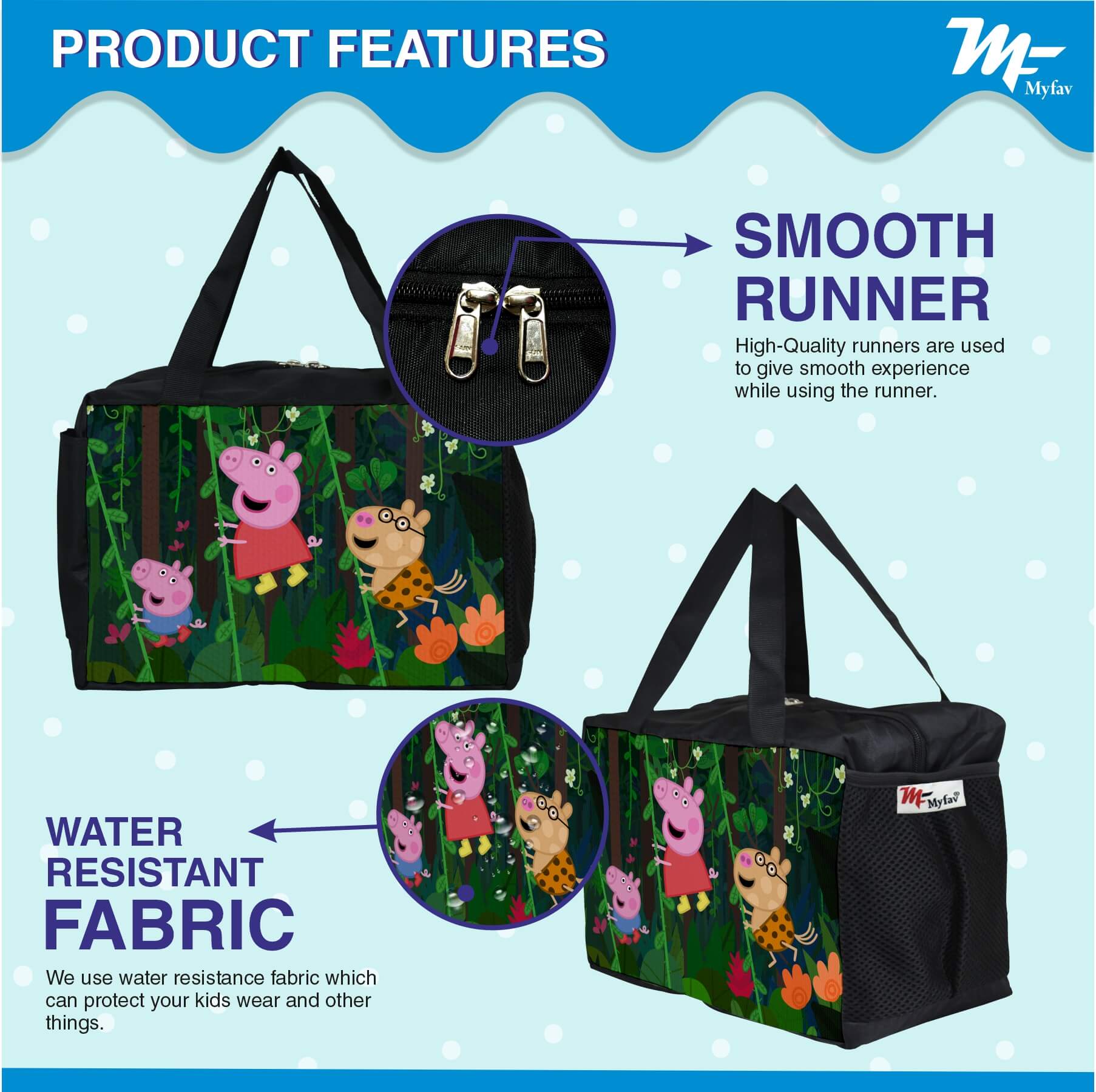 My Fav Pig Cartoon Printed Diaper Bag
