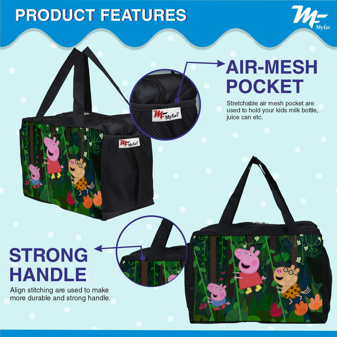 My Fav Pig Cartoon Printed Diaper Bag