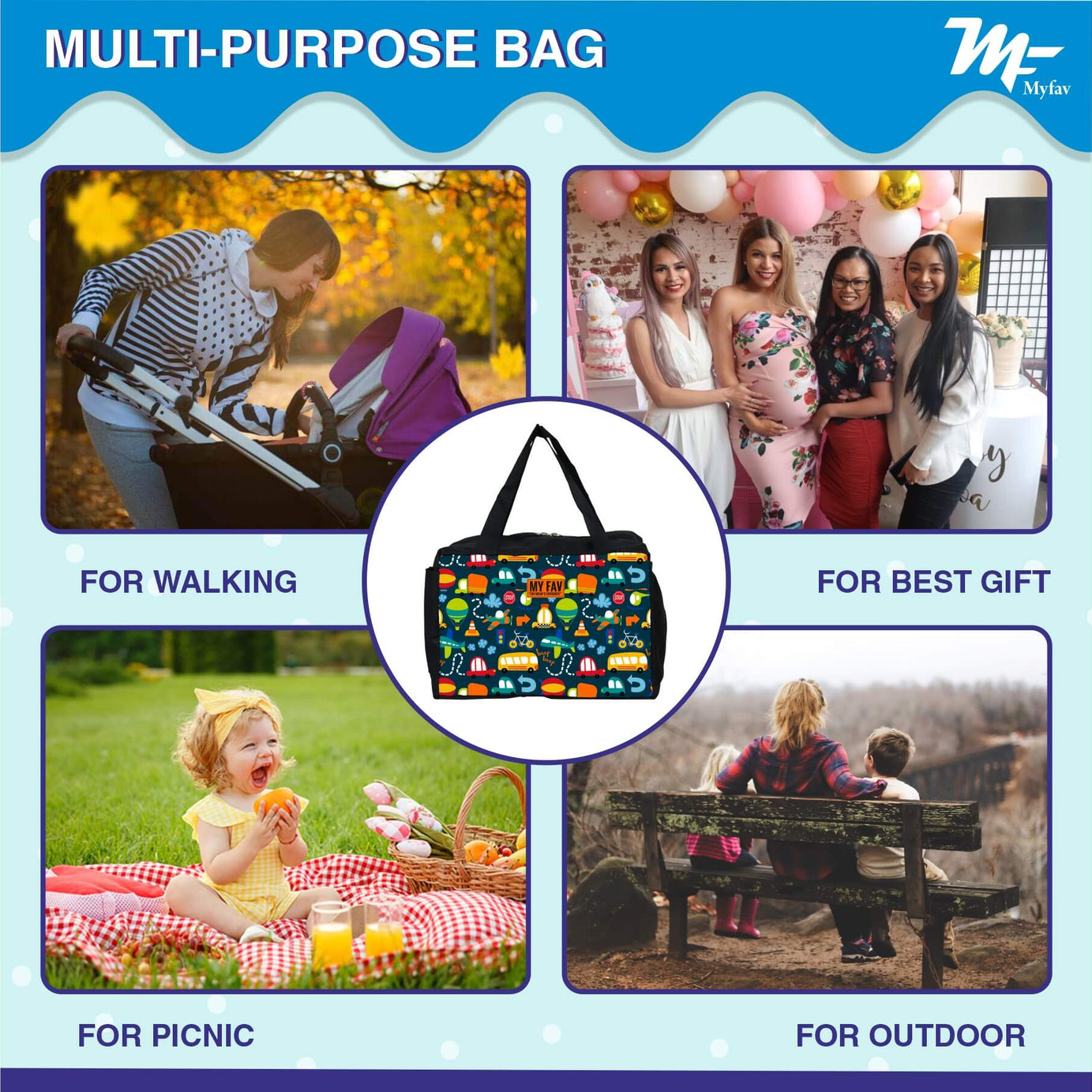 My Fav City Printed Diaper Bag