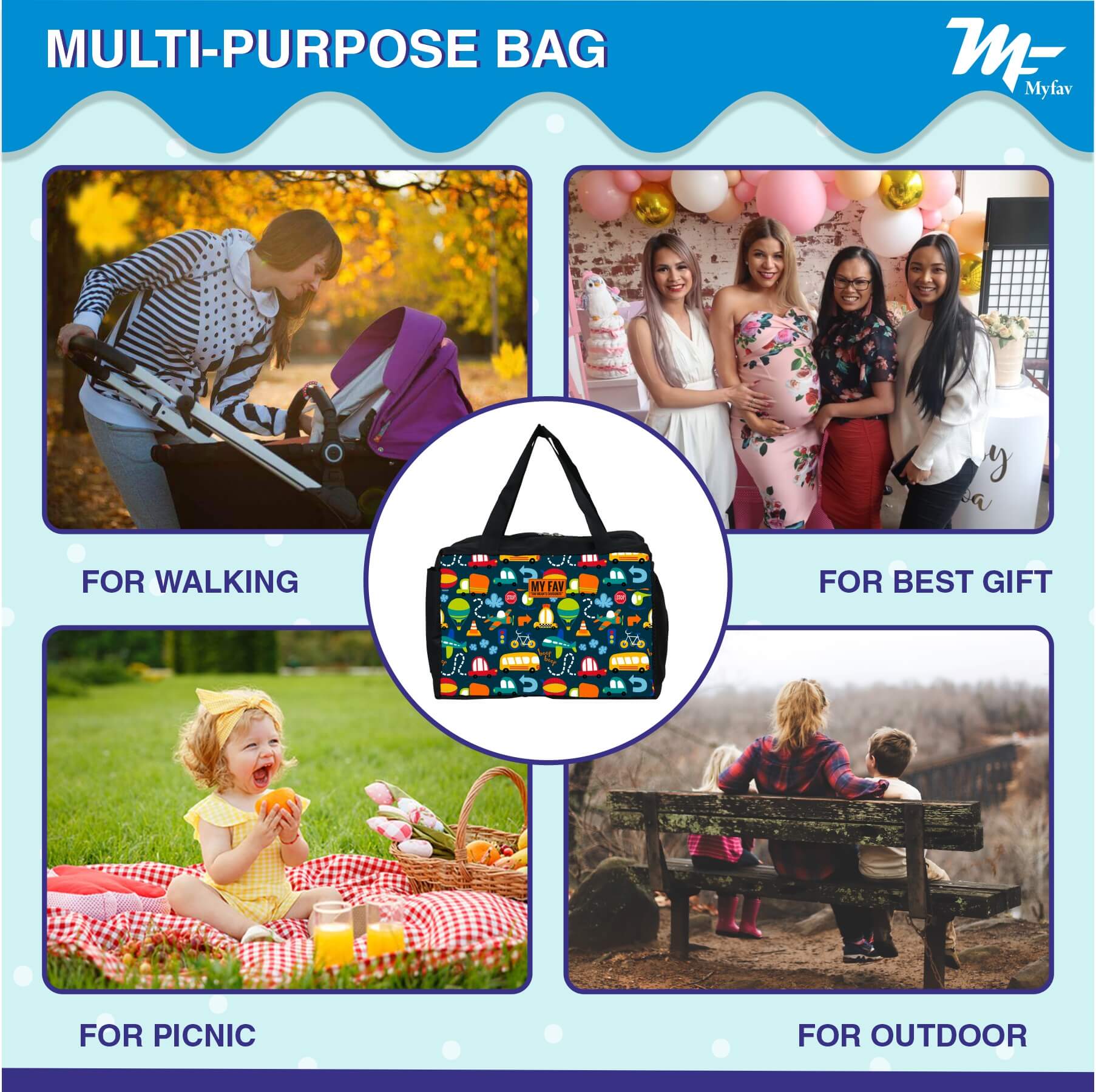 My Fav City Printed Diaper Bag