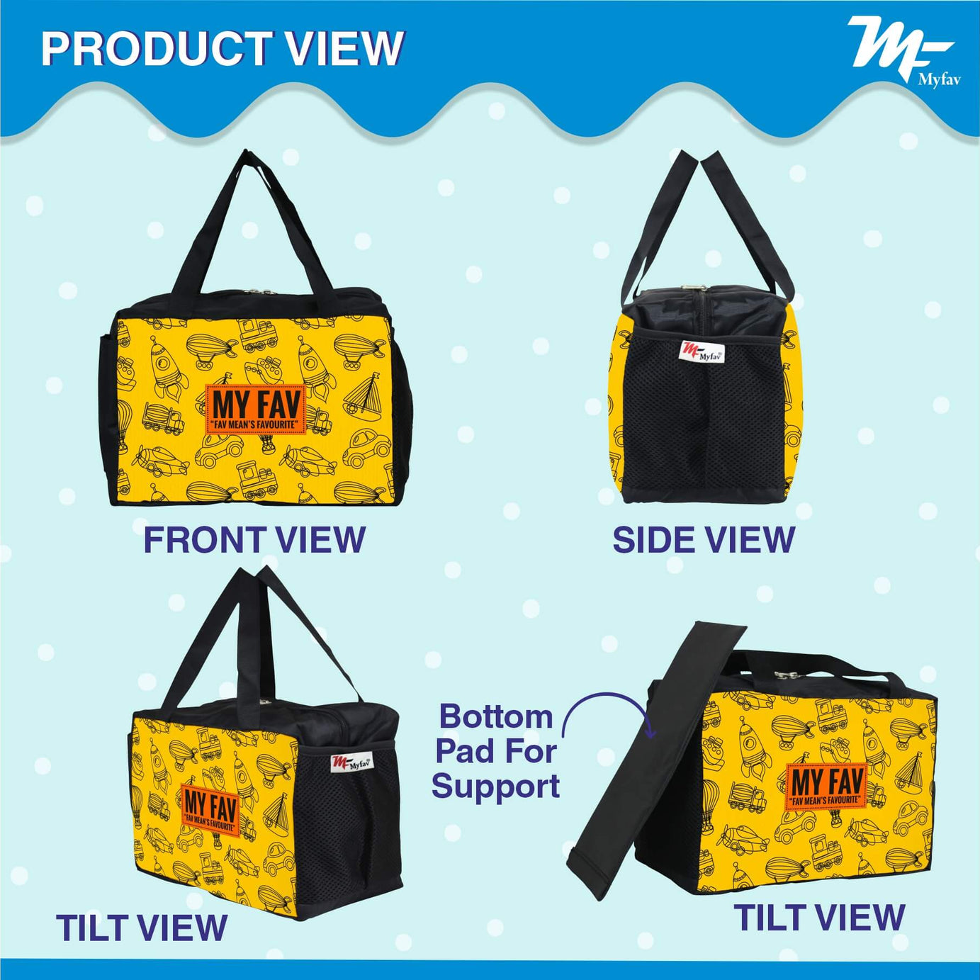 My Fav vehicle Printed Diaper Bag