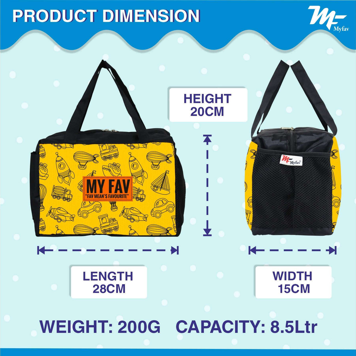 My Fav vehicle Printed Diaper Bag