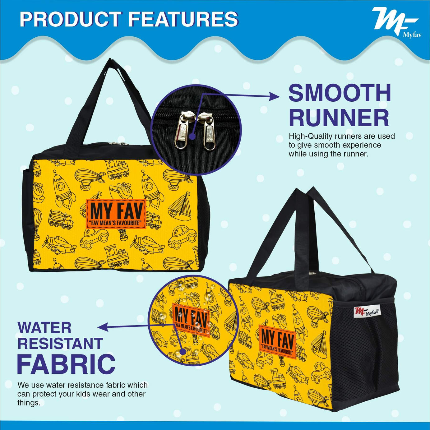 My Fav vehicle Printed Diaper Bag