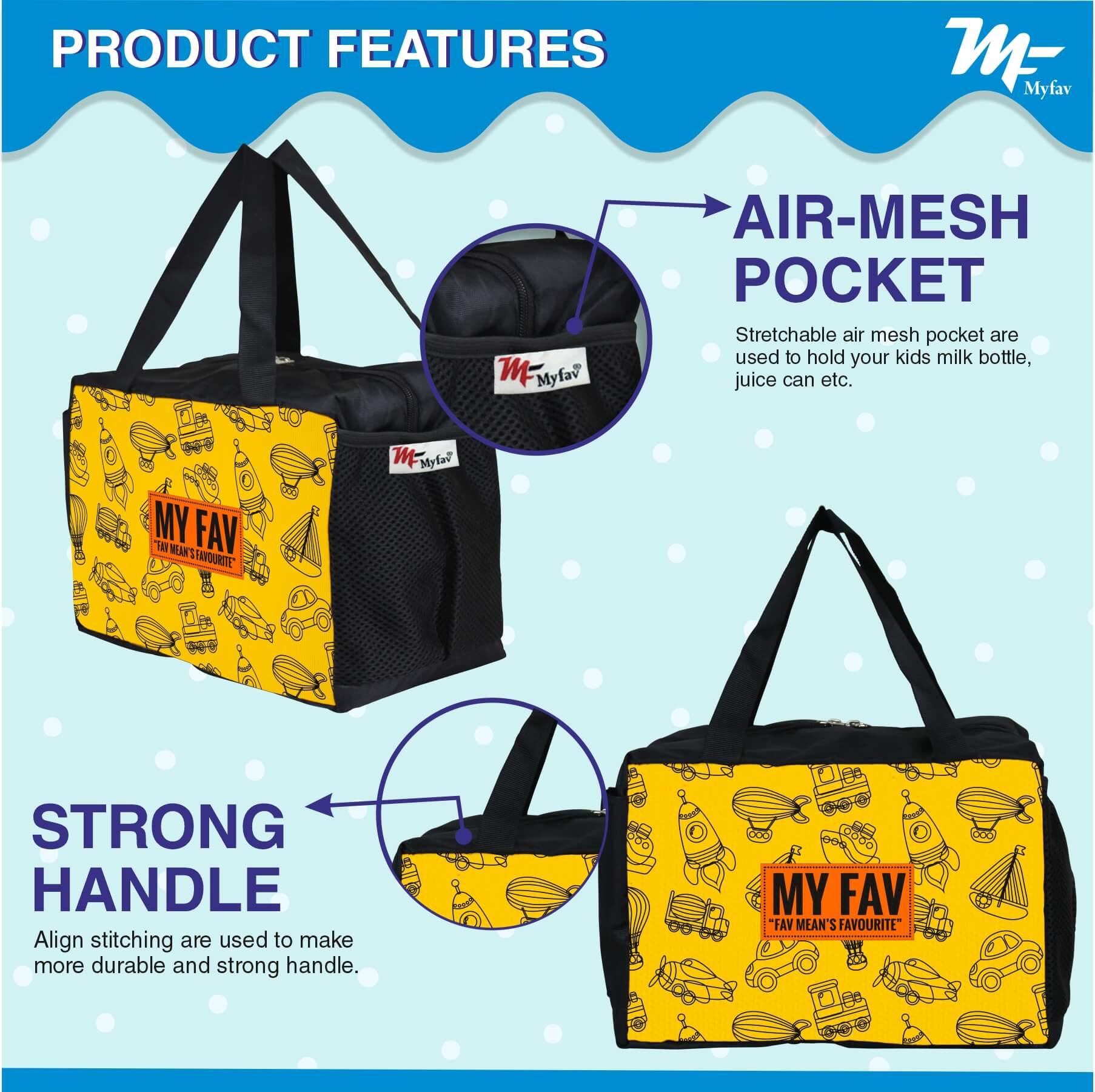 My Fav vehicle Printed Diaper Bag