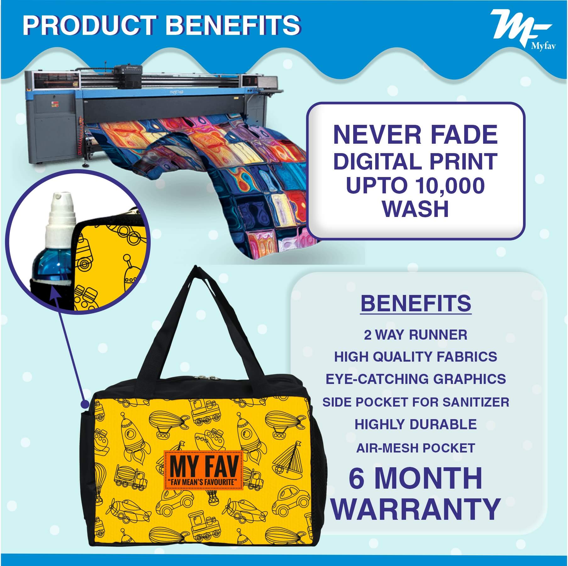 My Fav vehicle Printed Diaper Bag