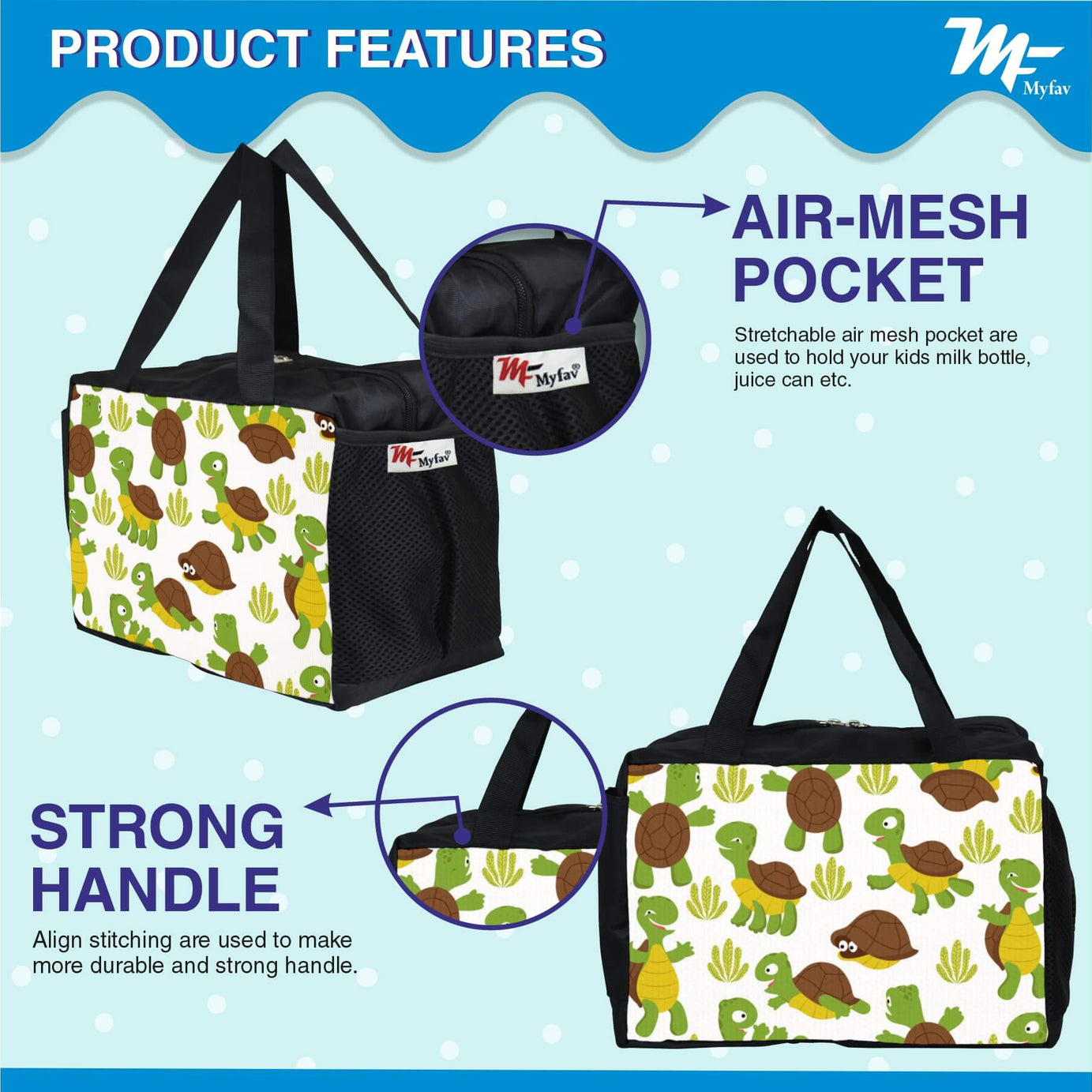 My Fav Turtle Printed Diaper Bag