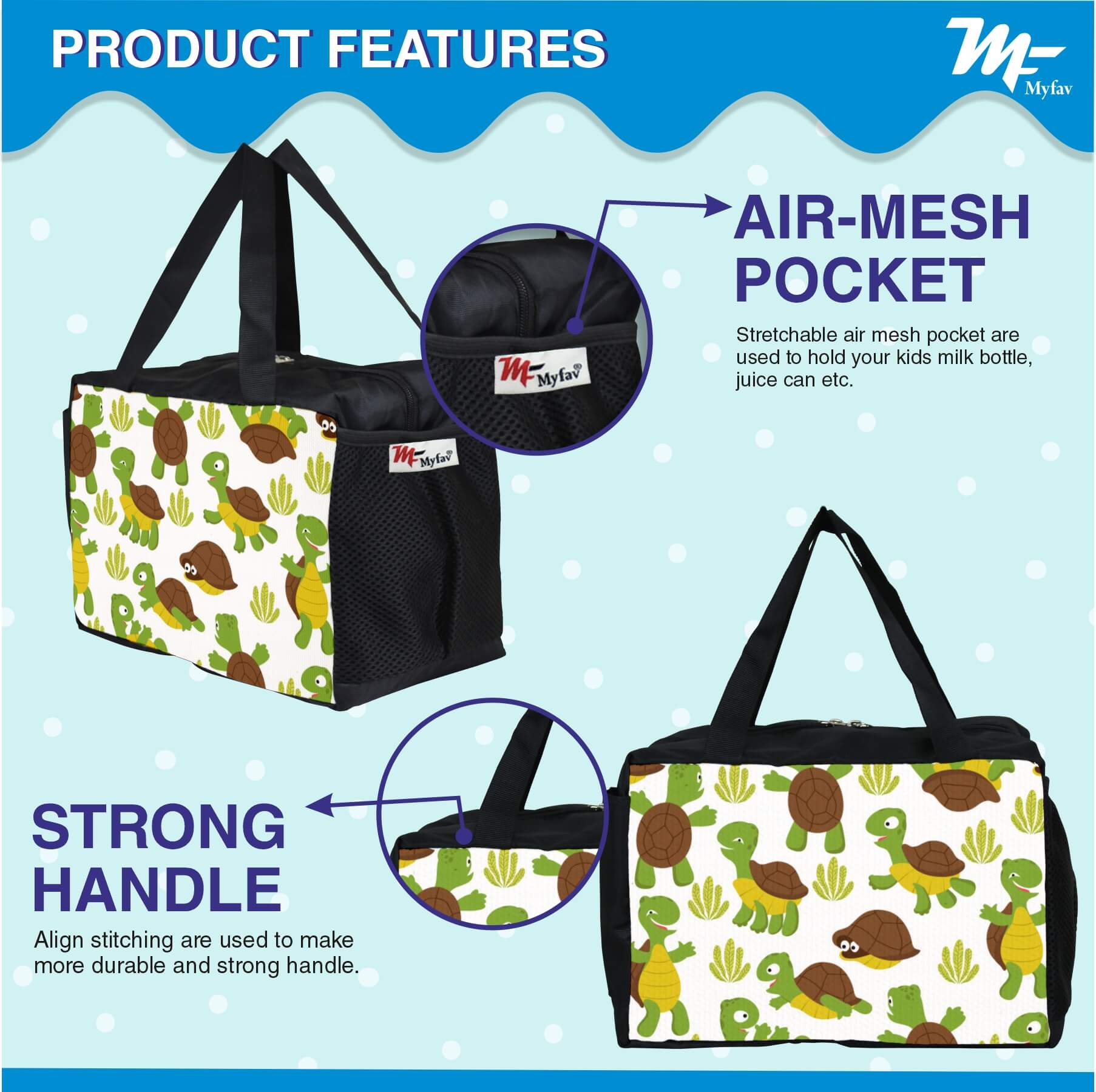 My Fav Turtle Printed Diaper Bag