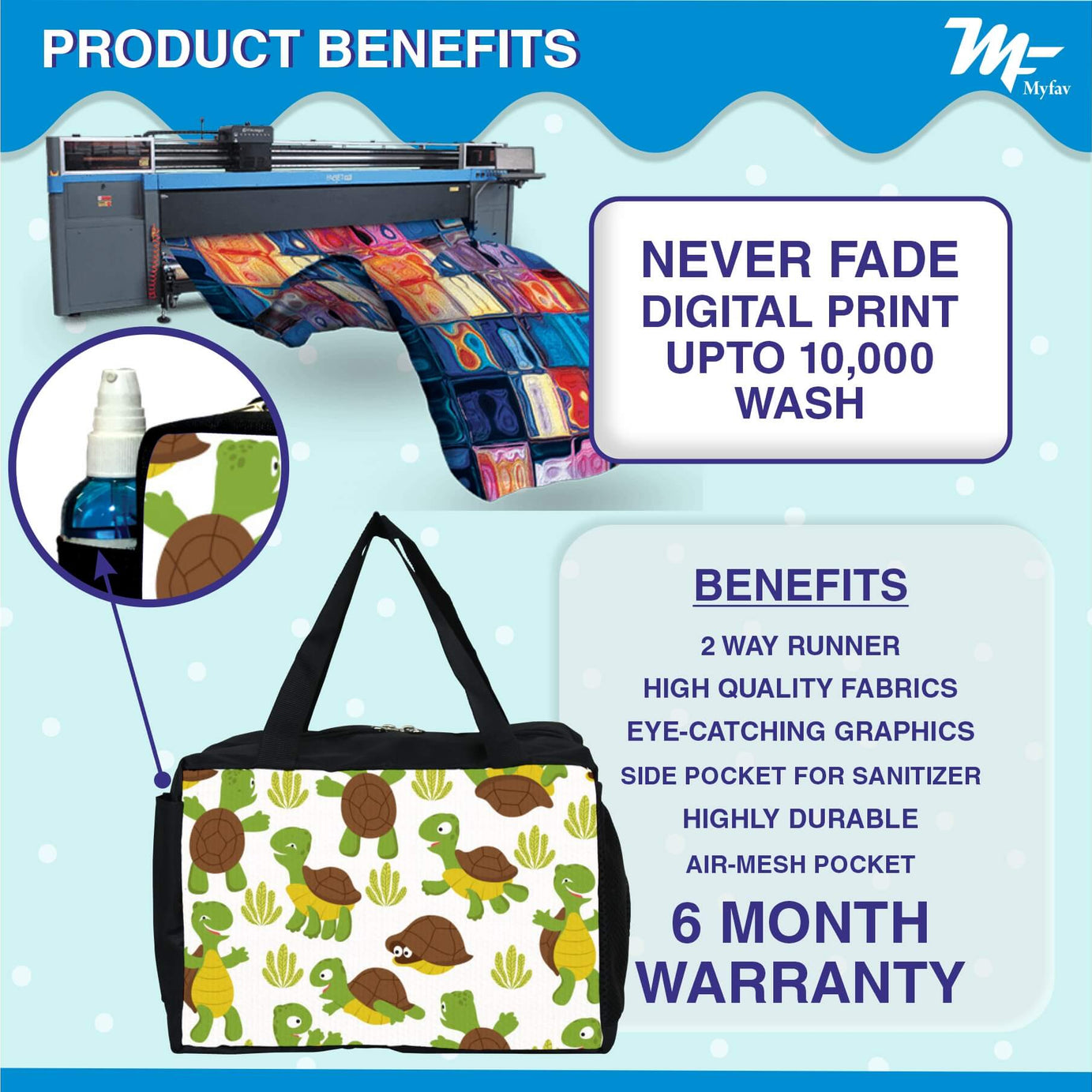 My Fav Turtle Printed Diaper Bag