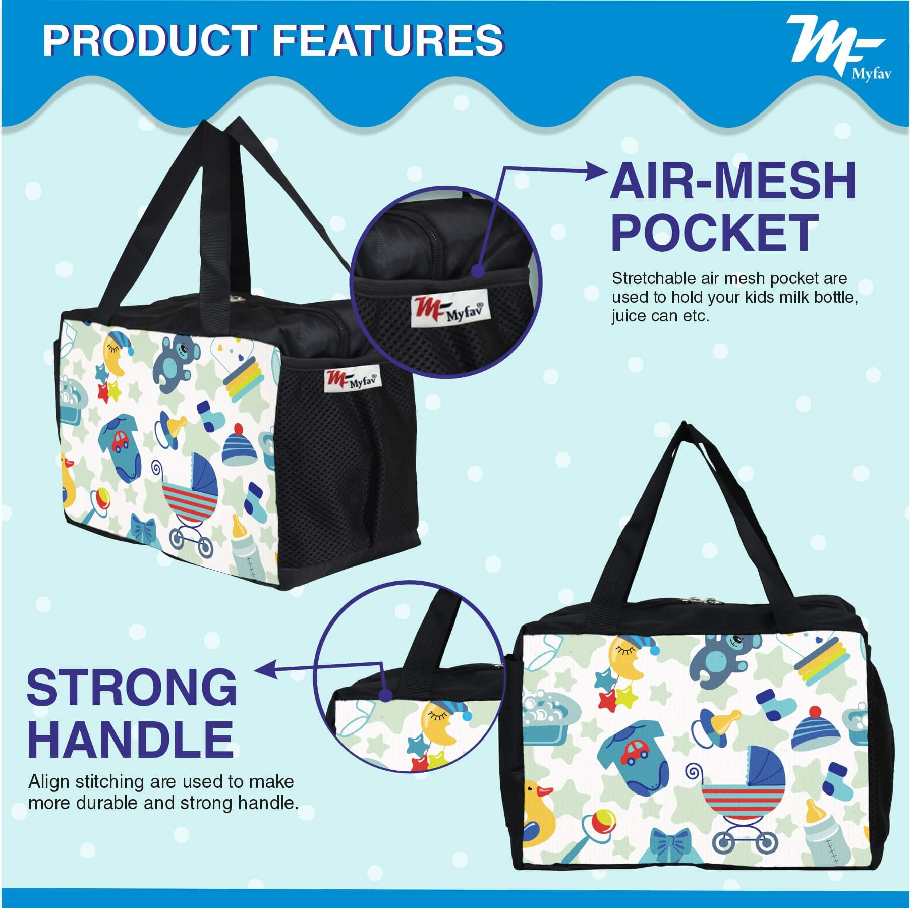 My Fav Cartoon Printed Diaper Bag