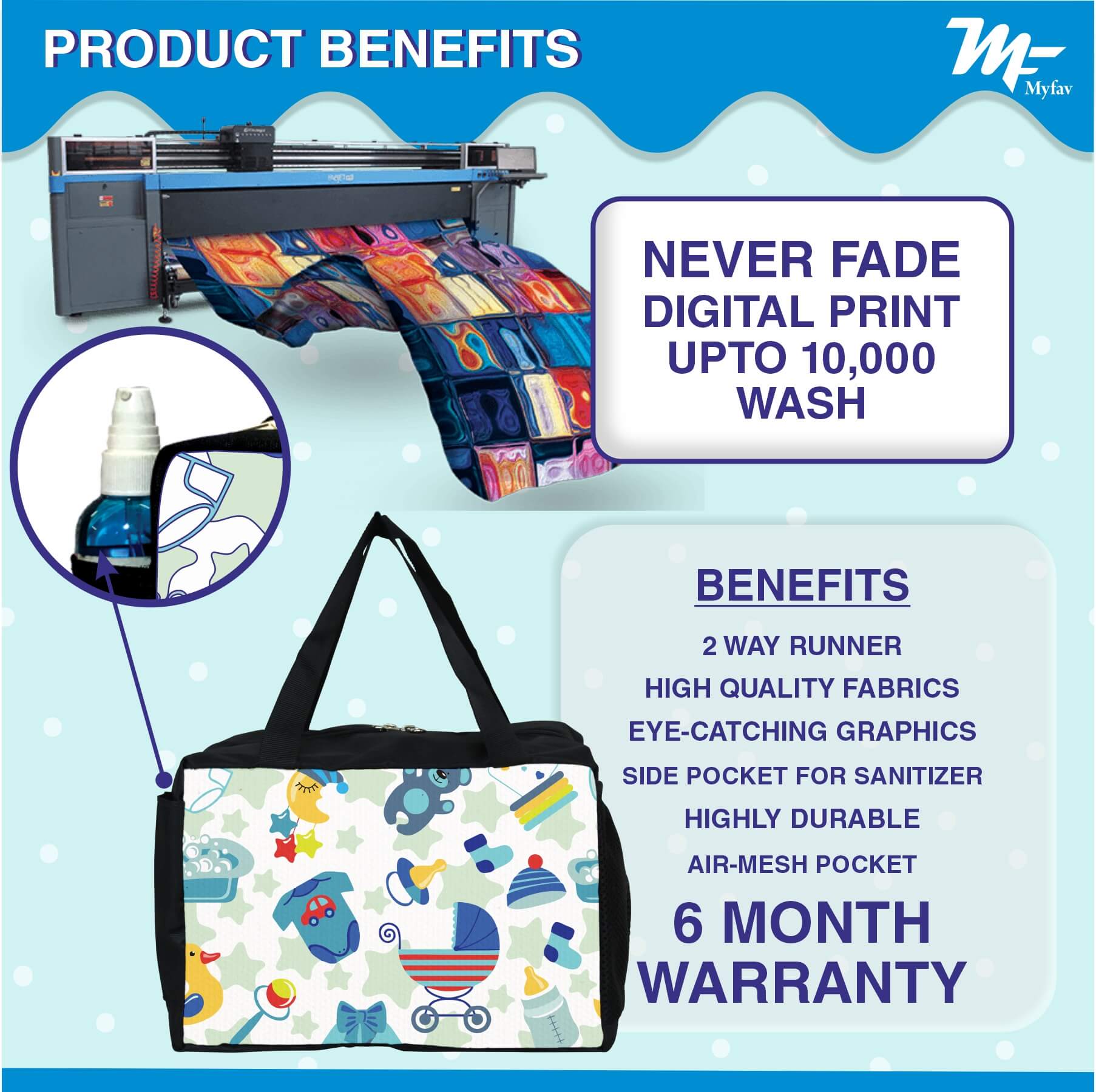 My Fav Cartoon Printed Diaper Bag