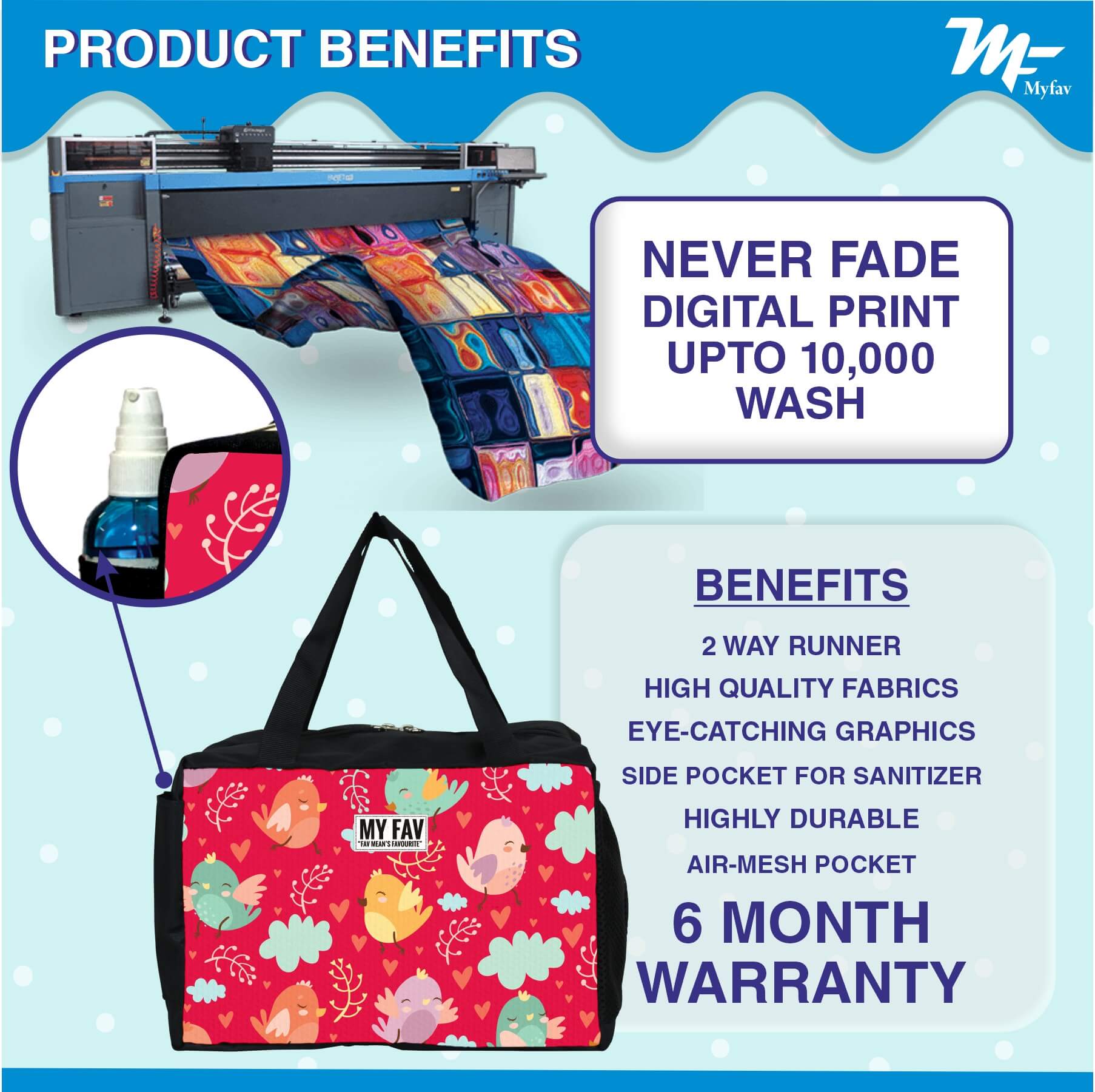 My Fav Sparrow Printed Diaper Bag