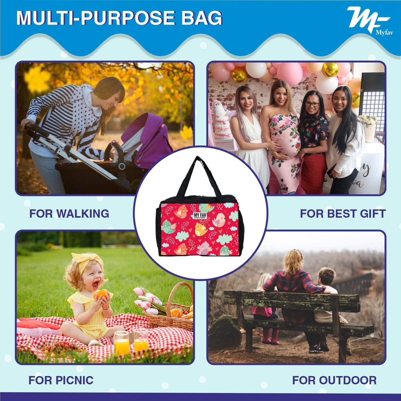 My Fav Sparrow Printed Diaper Bag