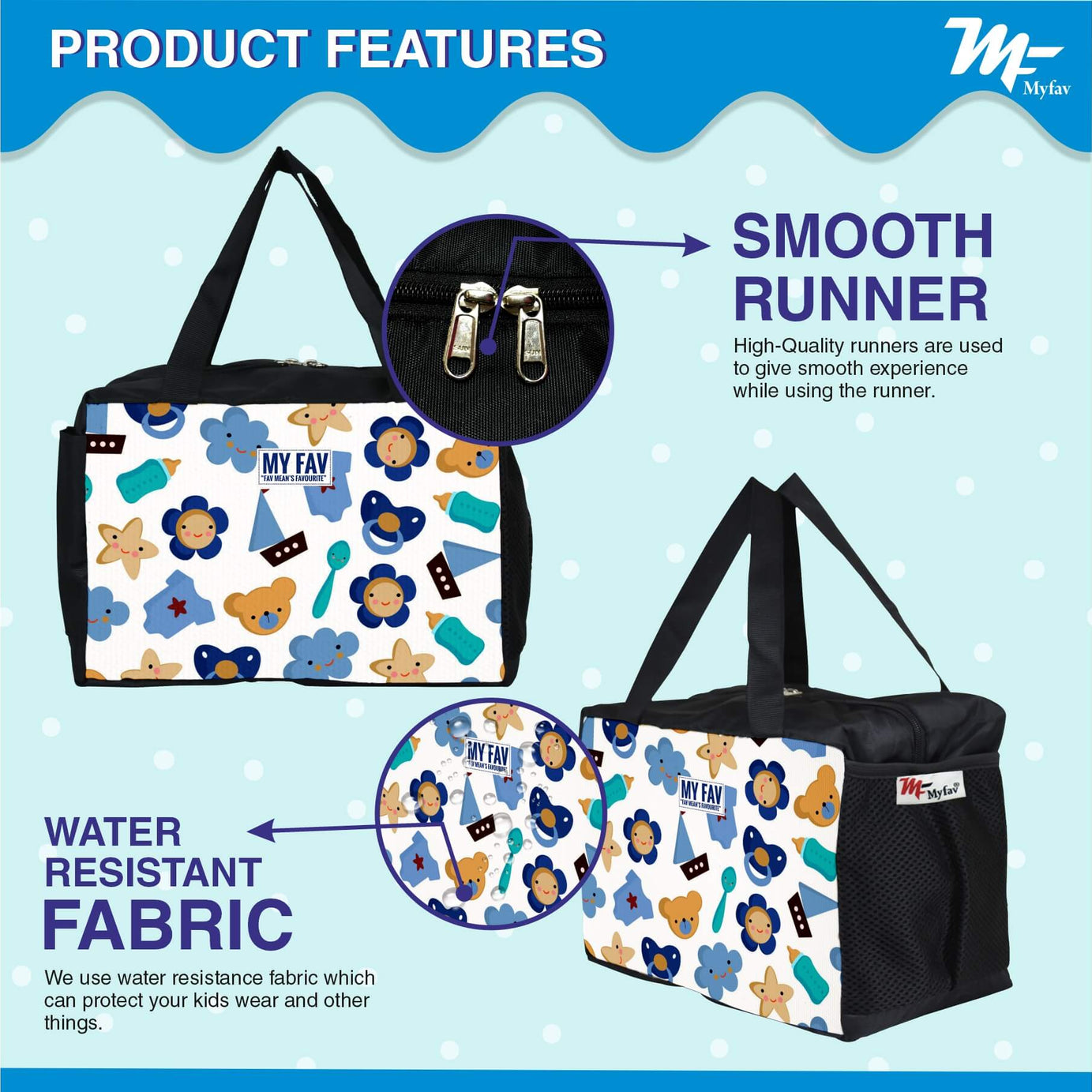 MY FAV Printed Diaper Bag - Easy to carry Diaper Bag