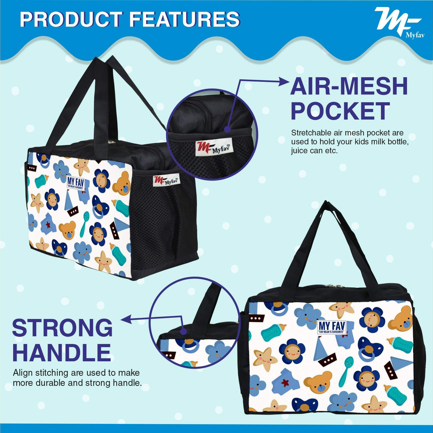 MY FAV Printed Diaper Bag - Easy to carry Diaper Bag