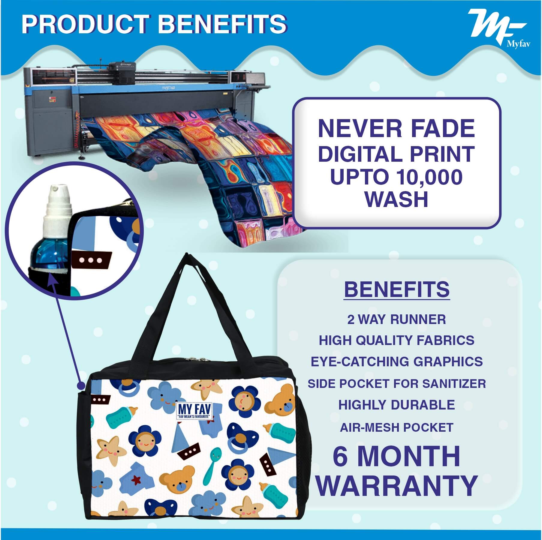 MY FAV Printed Diaper Bag - Easy to carry Diaper Bag