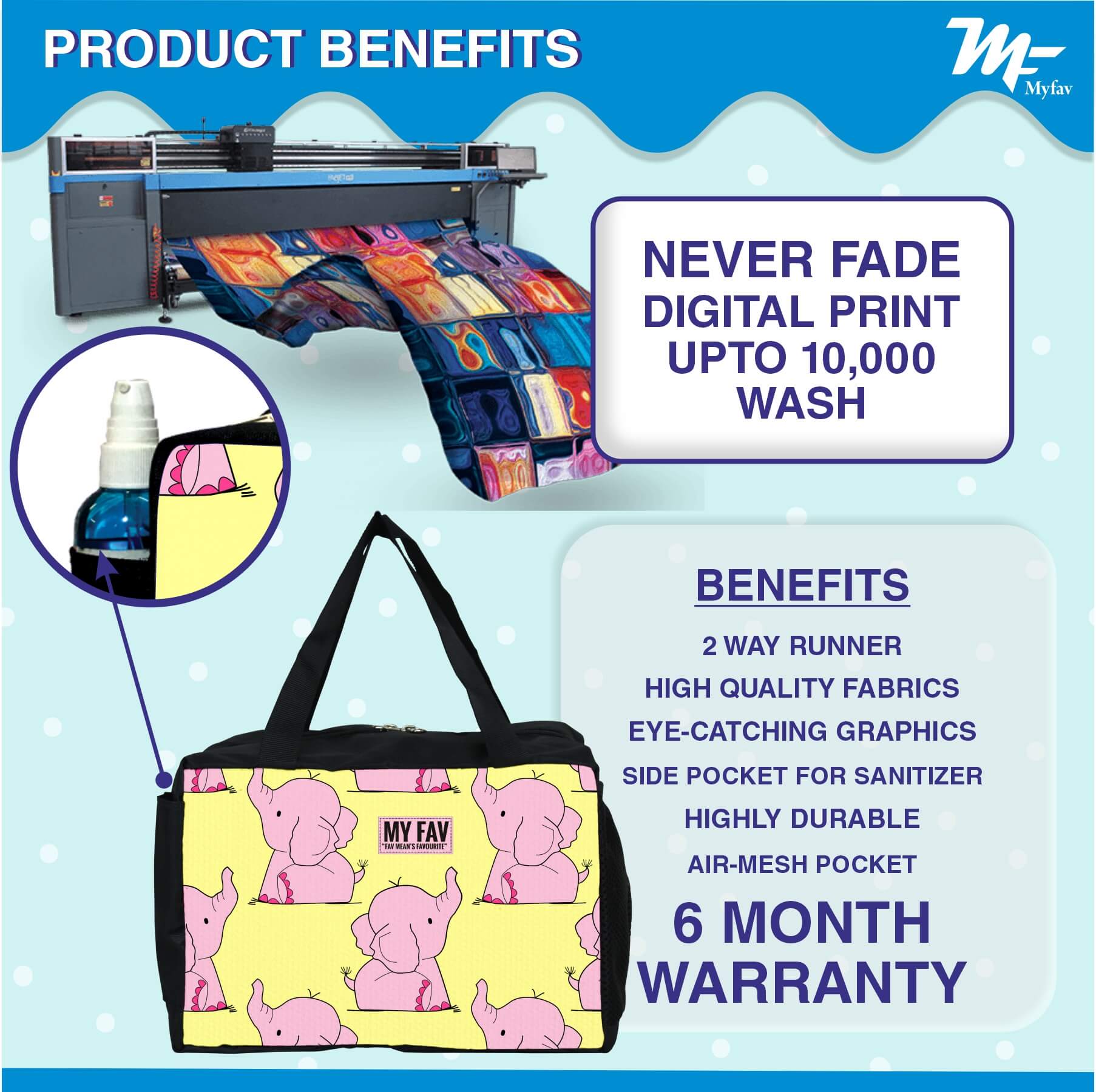 MY FAV Elephant Print Diaper Bag Diaper Bag