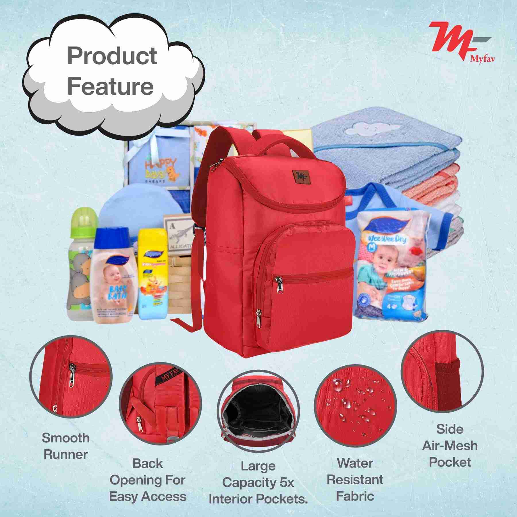 MY FAV Stylish Multipurpose Diaper Bag Waterproof Travel Backpack for Moms with Newborns - Ideal for Baby Essentials, Fashionable and Functional