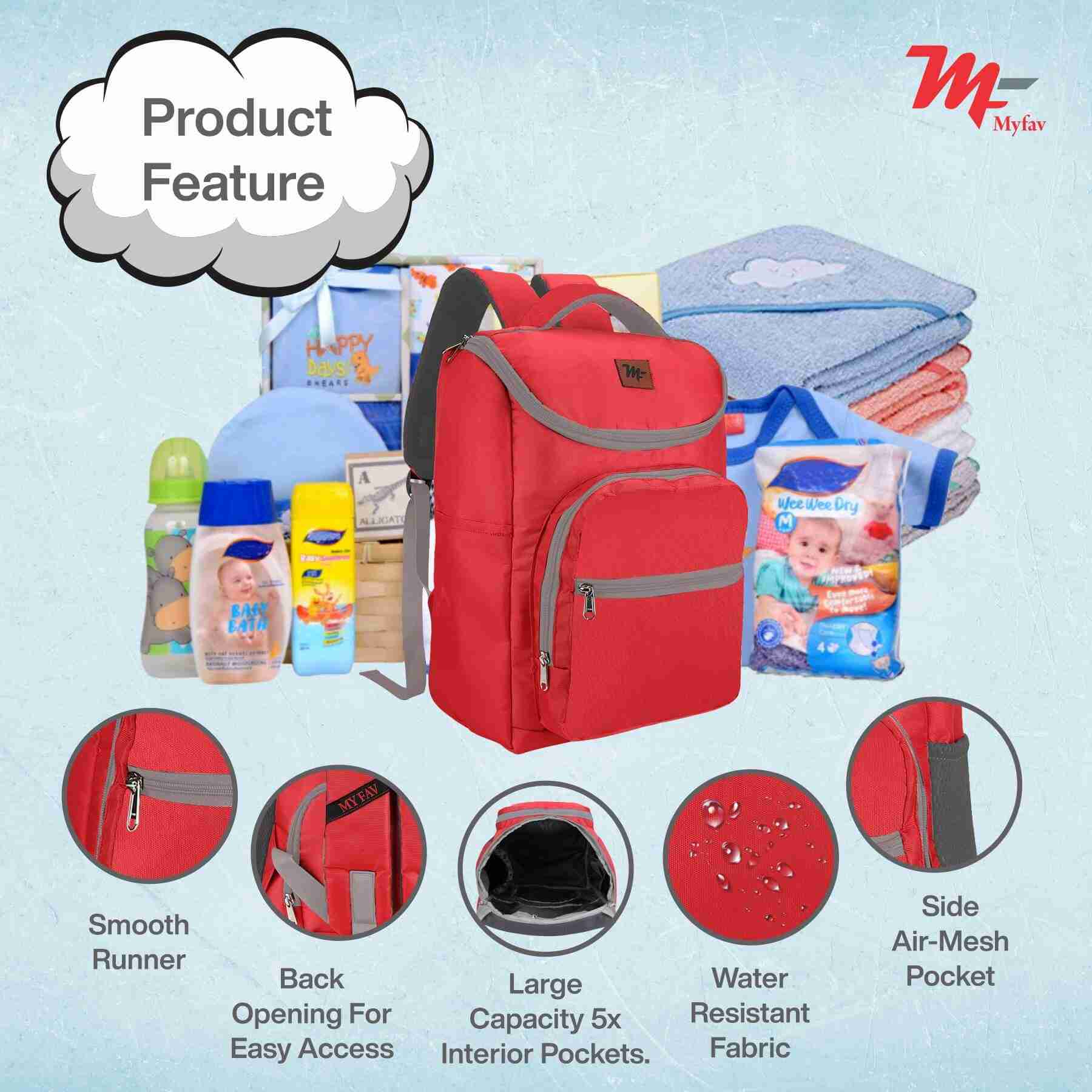 MY FAV Stylish Multipurpose Diaper Bag Waterproof Travel Backpack for Moms with Newborns - Ideal for Baby Essentials, Fashionable and Functional