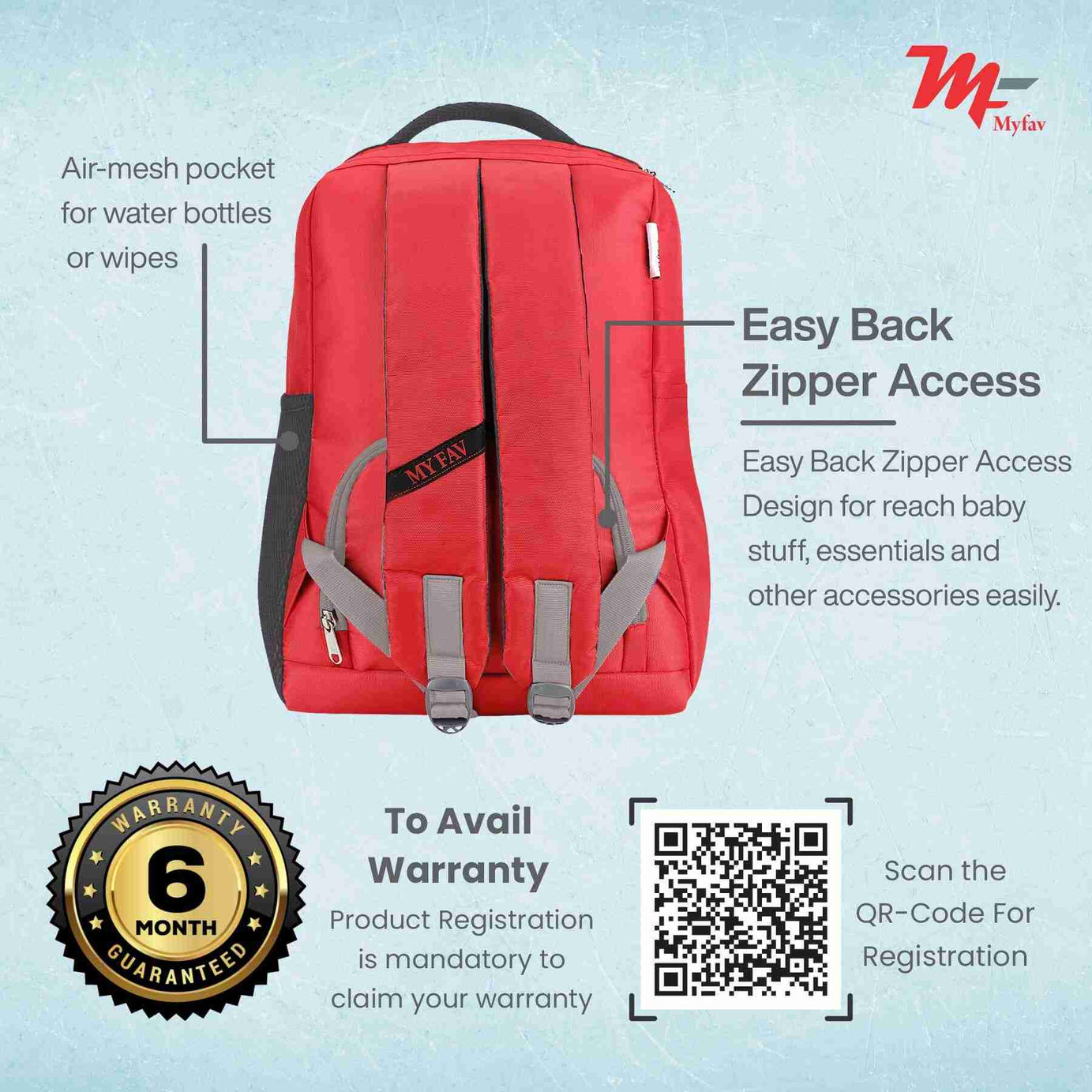 MY FAV Stylish Multipurpose Diaper Bag Waterproof Travel Backpack for Moms with Newborns - Ideal for Baby Essentials, Fashionable and Functional