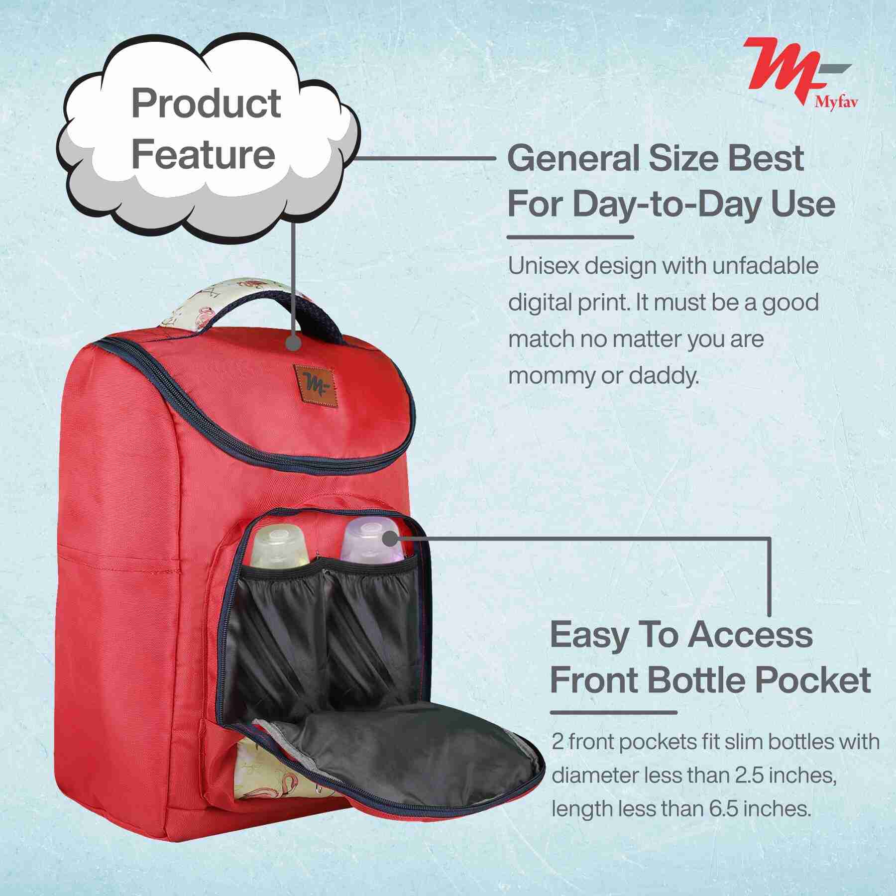 MY FAV Stylish Multipurpose Diaper Bag Waterproof Travel Backpack for Moms with Newborns - Ideal for Baby Essentials, Fashionable and Functional