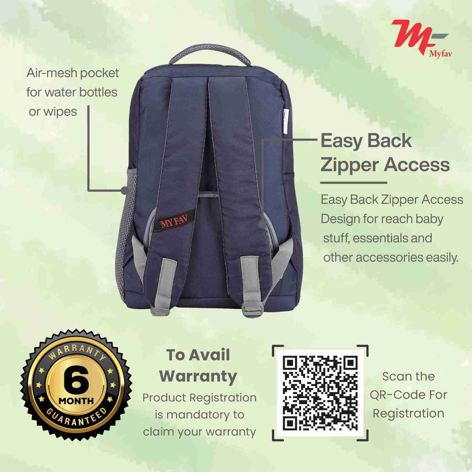 MY FAV Stylish Multipurpose Diaper Bag Waterproof Travel Backpack for Moms with Newborns - Ideal for Baby Essentials, Fashionable and Functional