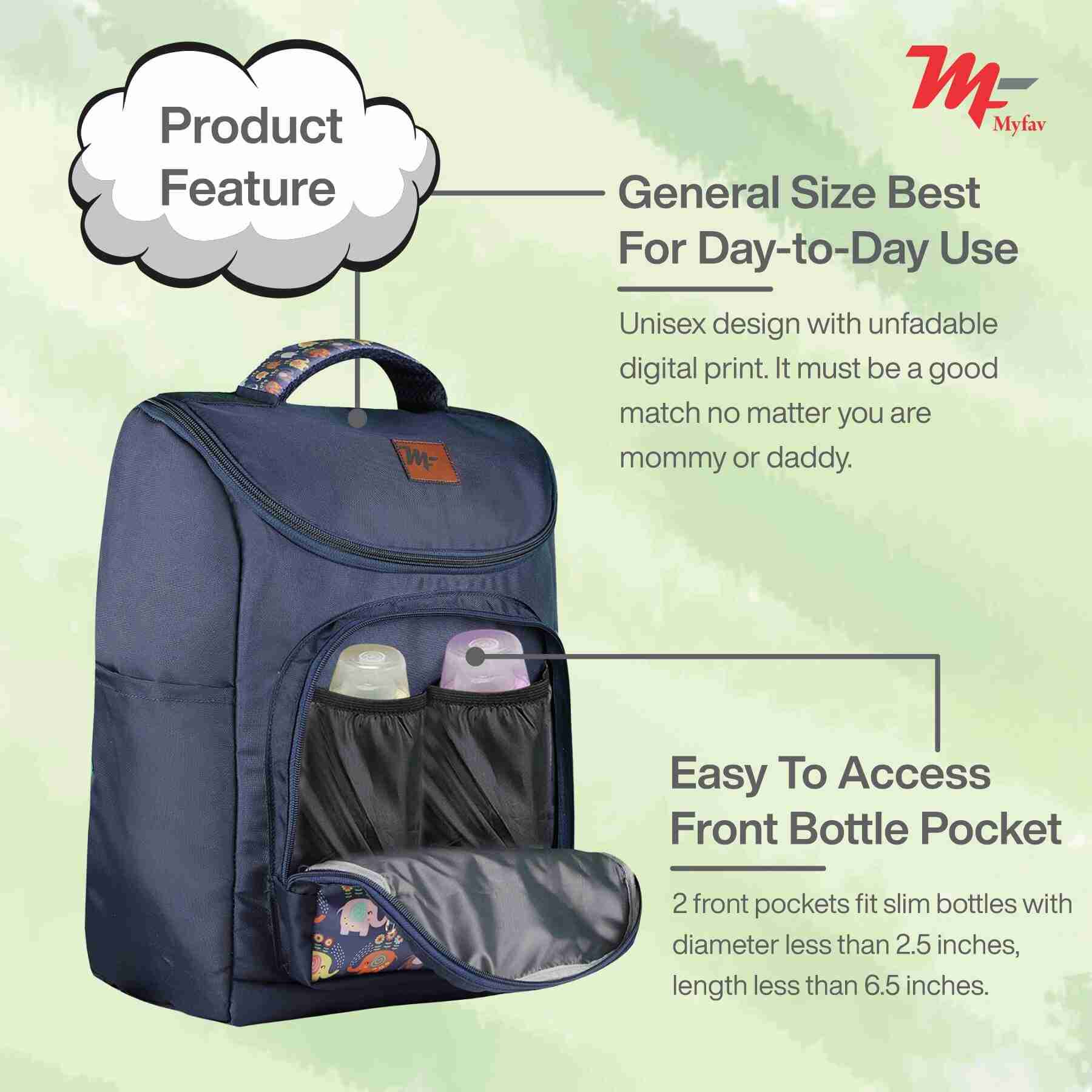 MY FAV Stylish Multipurpose Diaper Bag Waterproof Travel Backpack for Moms with Newborns - Ideal for Baby Essentials, Fashionable and Functional