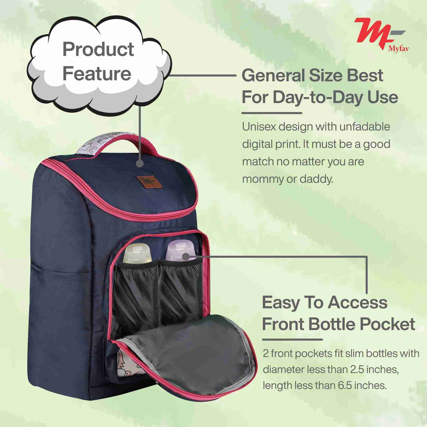 MY FAV Stylish Multipurpose Diaper Bag Waterproof Travel Backpack for Moms with Newborns - Ideal for Baby Essentials, Fashionable and Functional