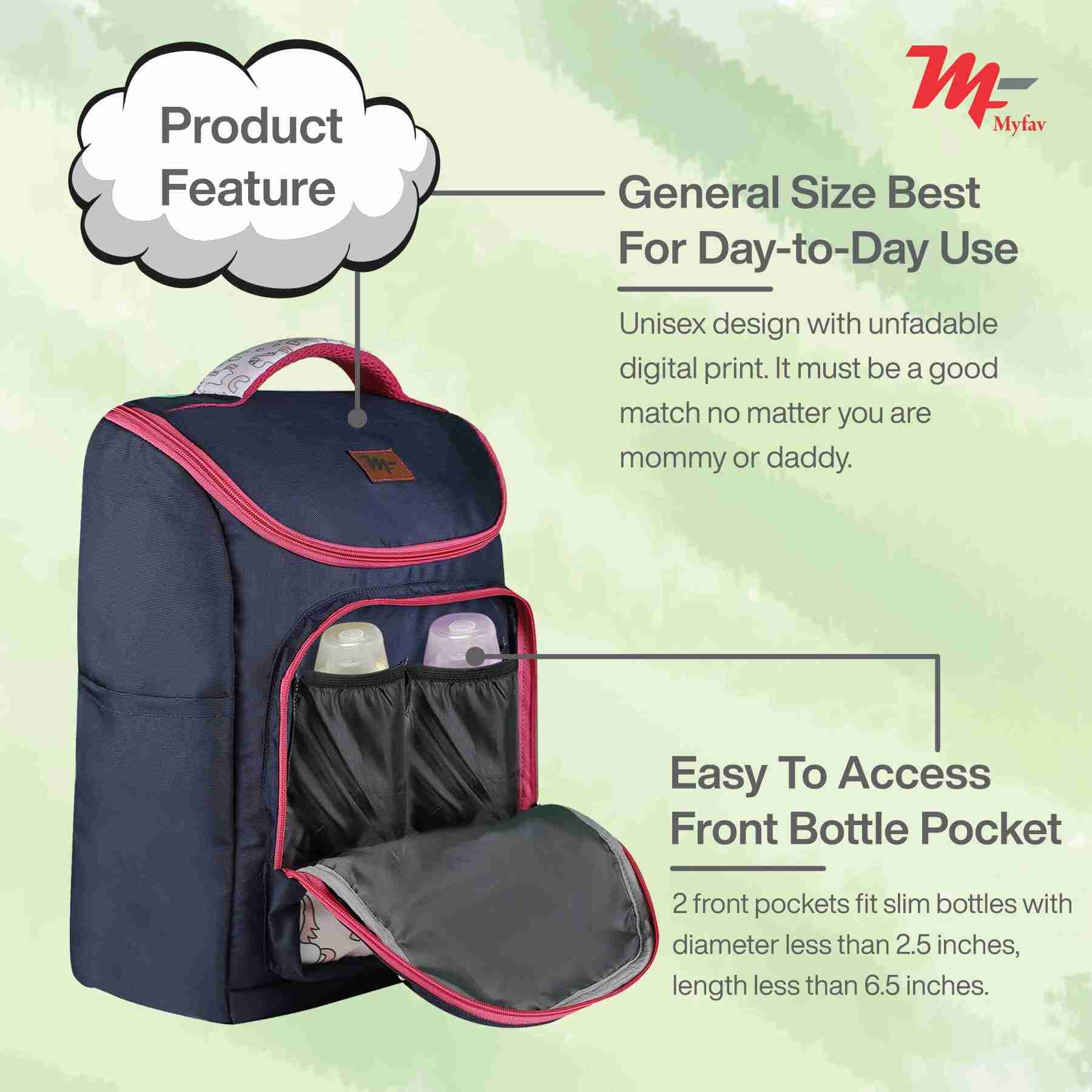 MY FAV Stylish Multipurpose Diaper Bag Waterproof Travel Backpack for Moms with Newborns - Ideal for Baby Essentials, Fashionable and Functional