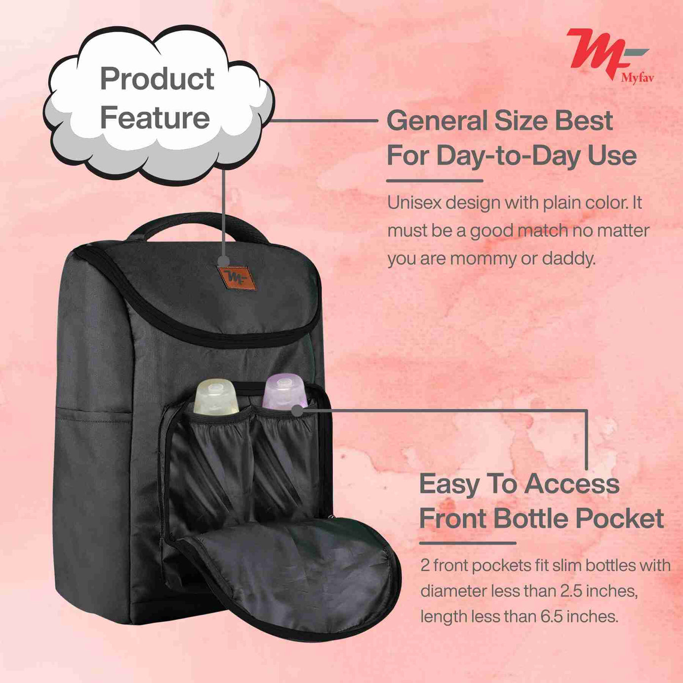 MY FAV Stylish Multipurpose Diaper Bag Waterproof Travel Backpack for Moms with Newborns - Ideal for Baby Essentials, Fashionable and Functional